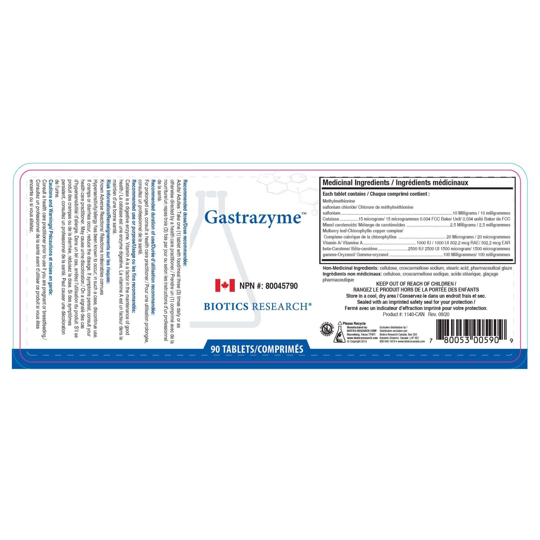 Biotics Research Gastrazyme, Support for Ulcers, Heartburn, Acid Reflux, Gastric Inflammation, Morning sickness, 90 Tablets - Image 2