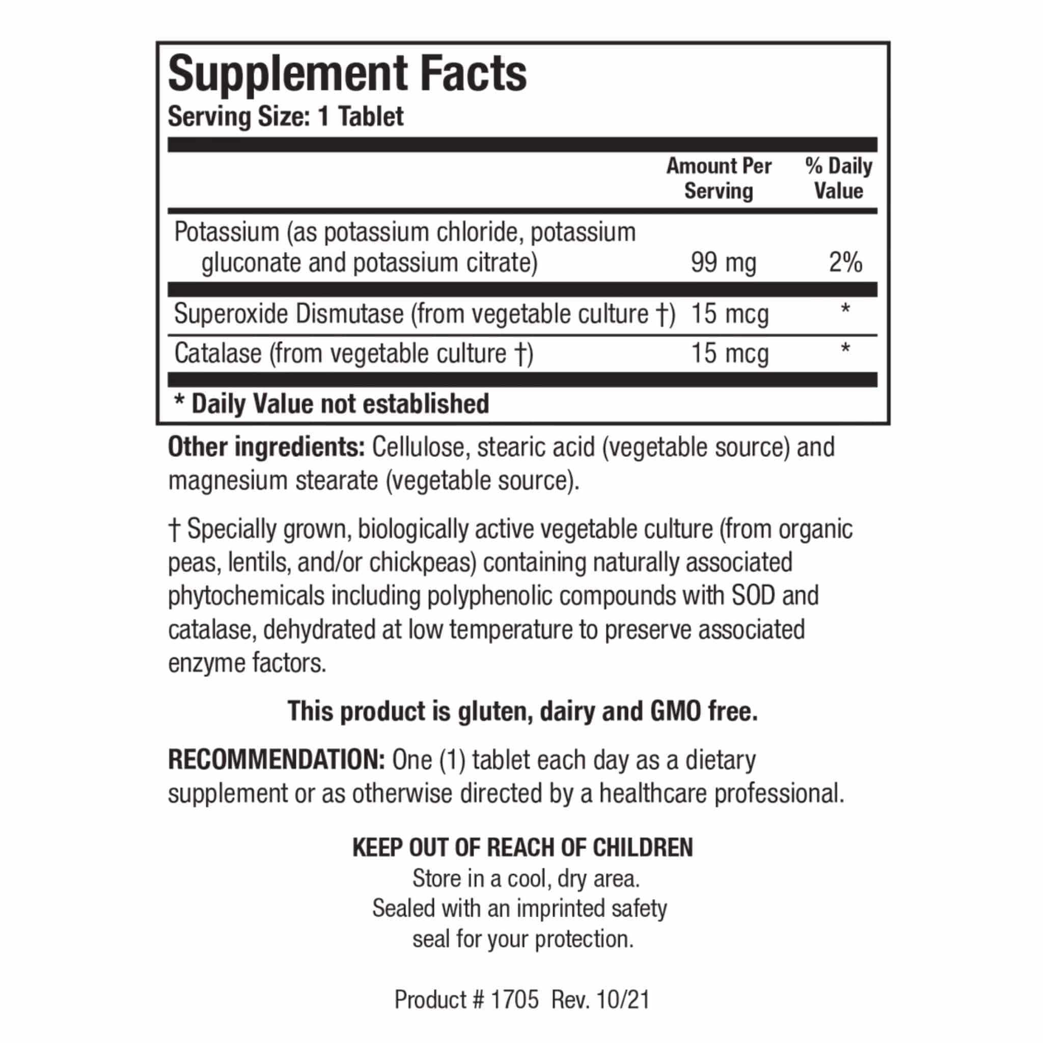 Biotics Research K-Zyme, Potassium 99mg with SOD and Catalase, 100 Tablets - Image 2