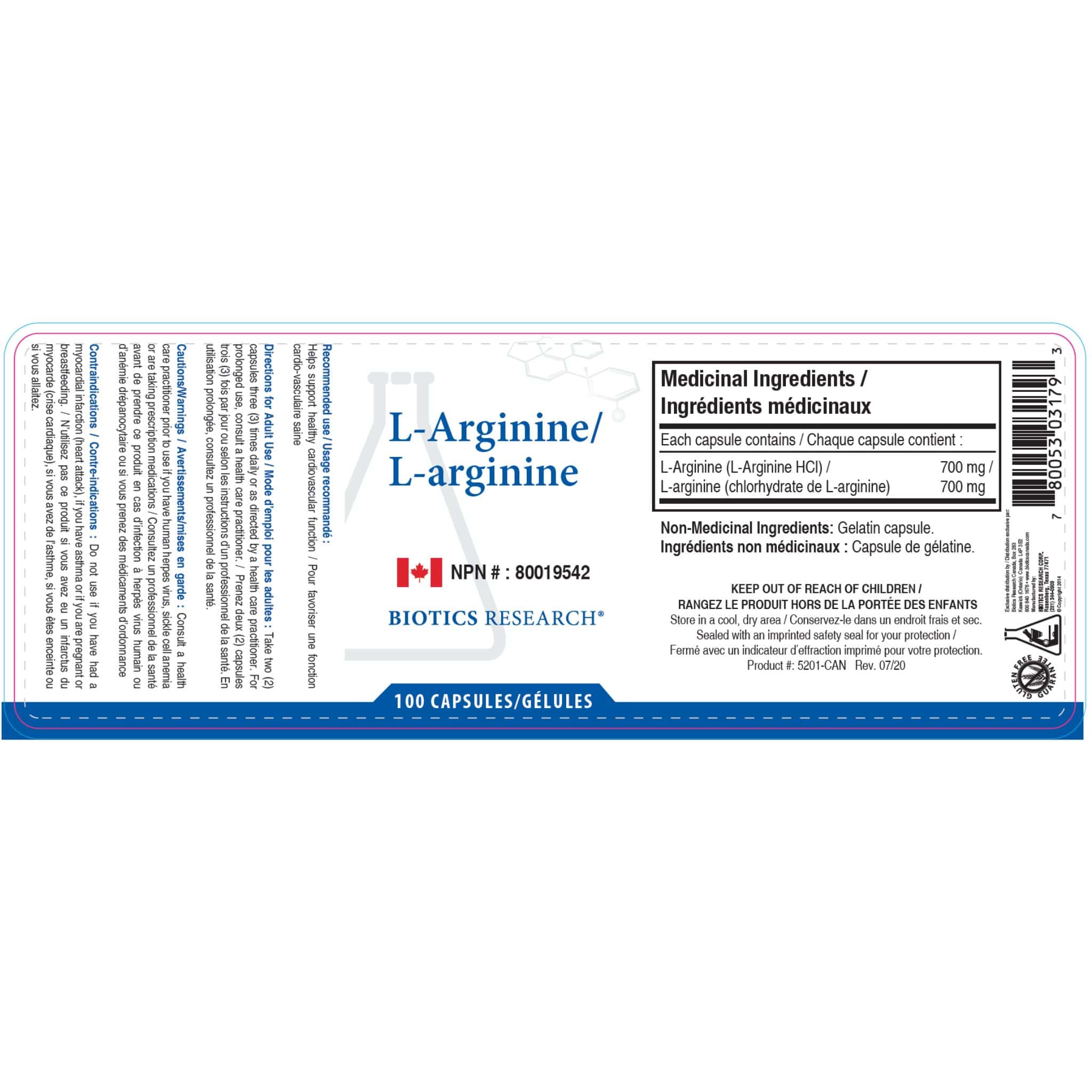 Biotics Research L-Arginine, Supports Cardiovascular Health, 100 Capsules - Image 2