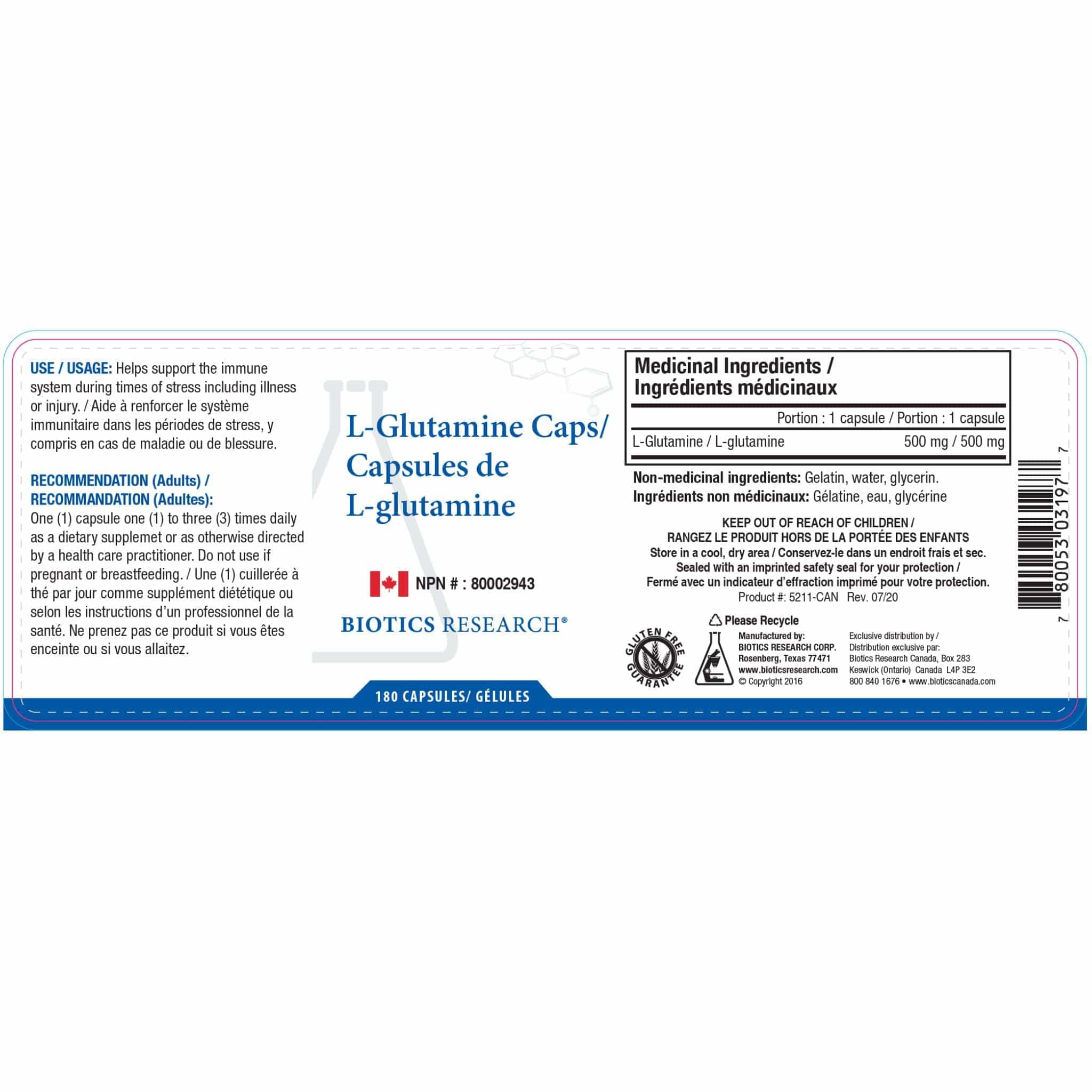 Biotics Research L-Glutamine, Supports Gut Health, Muscle Repair, and Fatigue Relief, 180 Capsules - Image 2