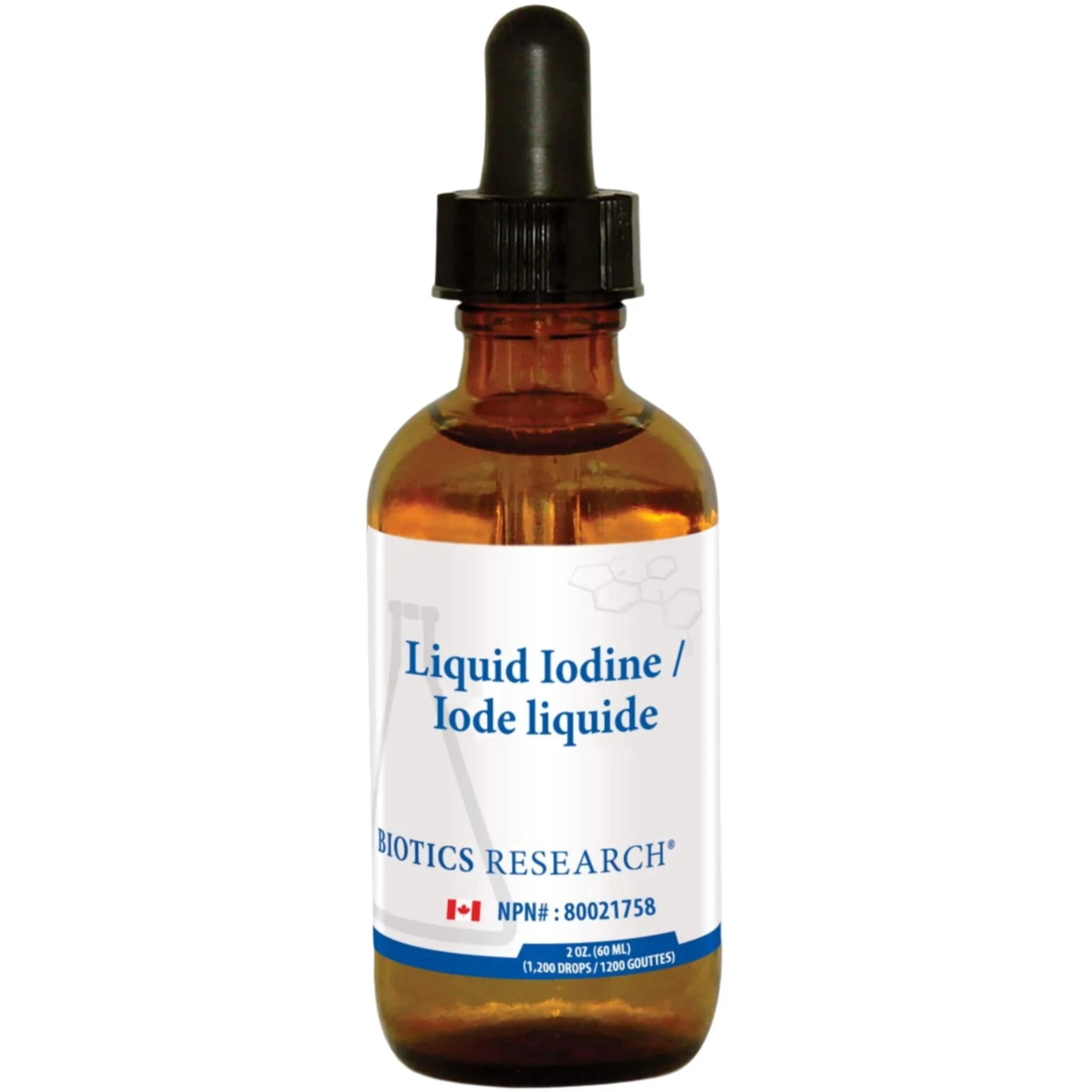 Biotics Research Liquid Iodine 75mcg, High-Potency Drops for Thyroid and Hormonal Support, 60ml