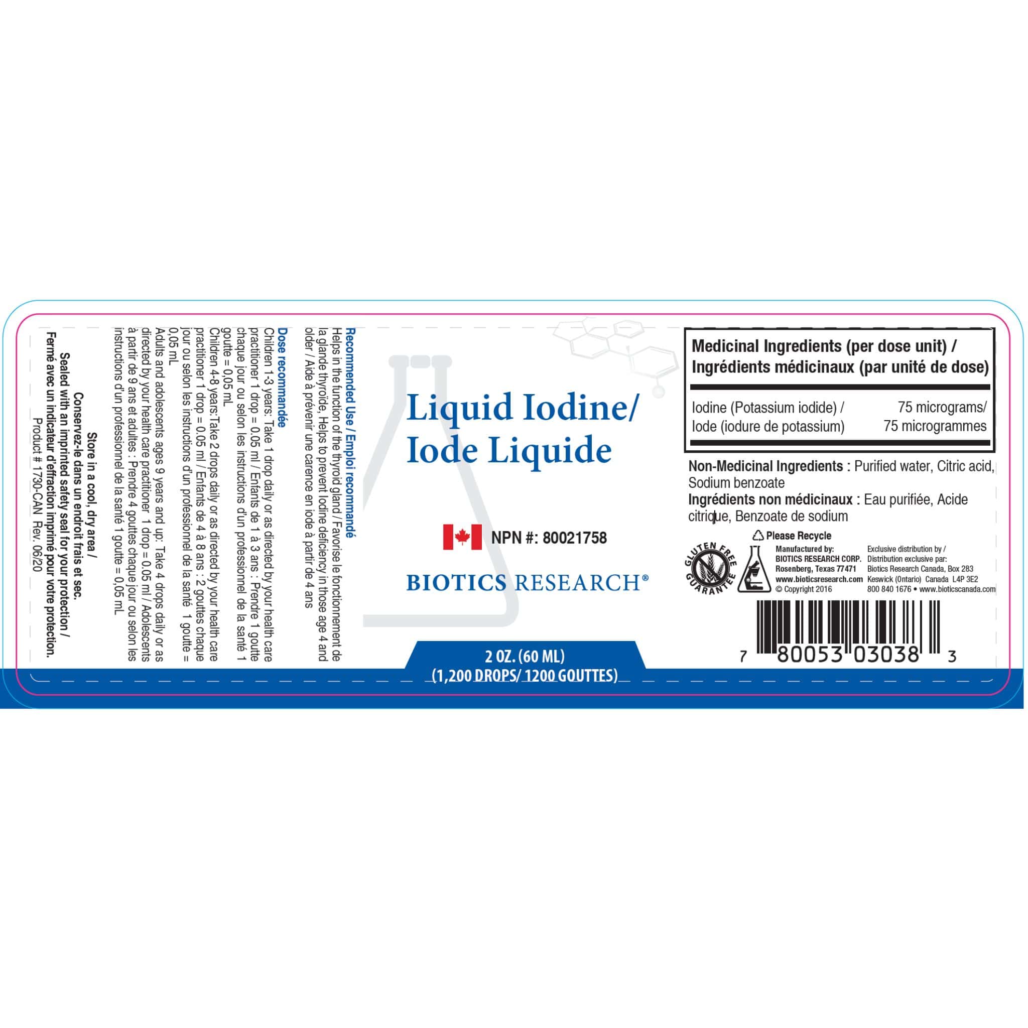 Biotics Research Liquid Iodine 75mcg, High-Potency Drops for Thyroid and Hormonal Support, 60ml - Image 2
