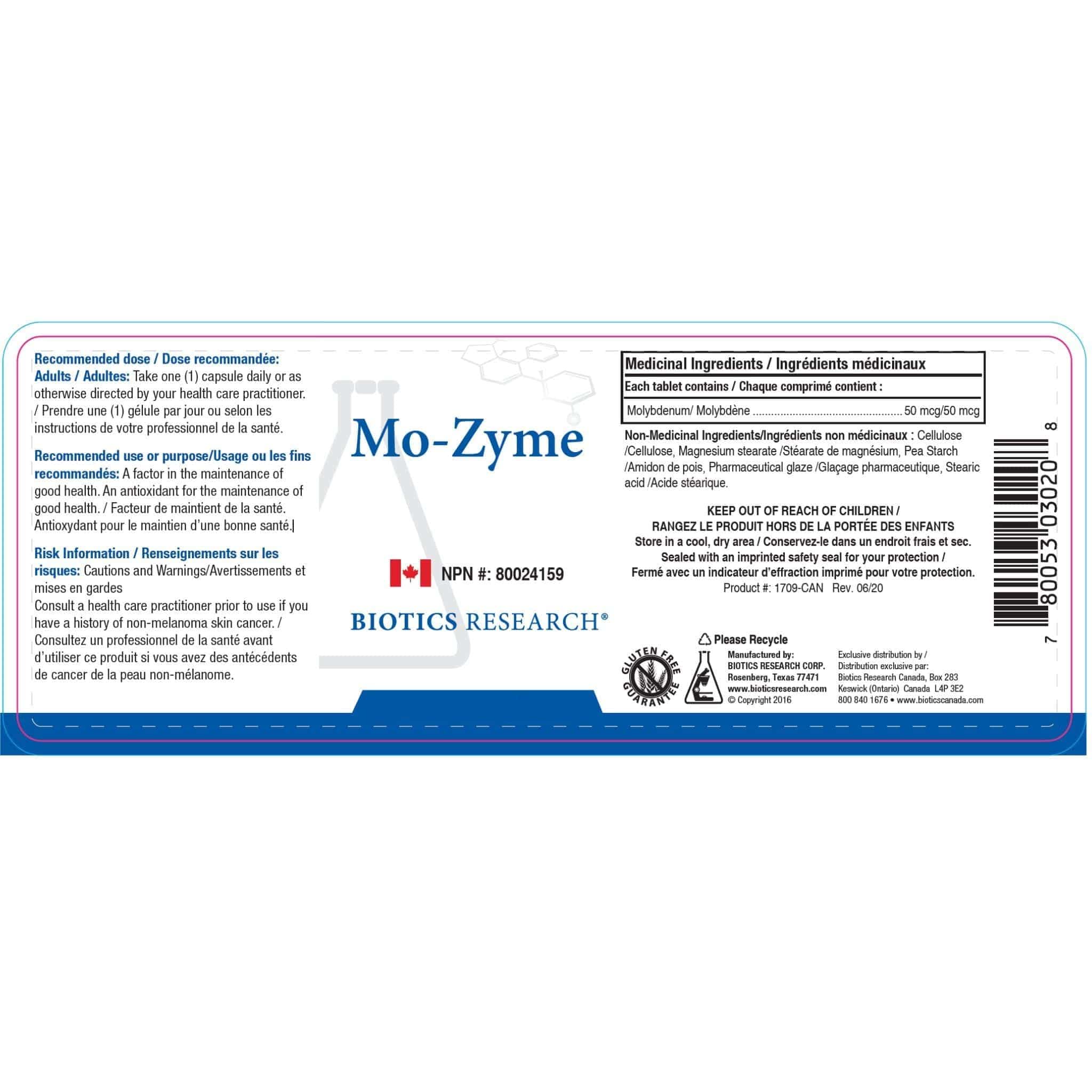 Biotics Research Mo-Zyme, Molybdenum 50mcg, Liver Detox & Sulfur Metabolism Support, 100 Tablets - Image 2