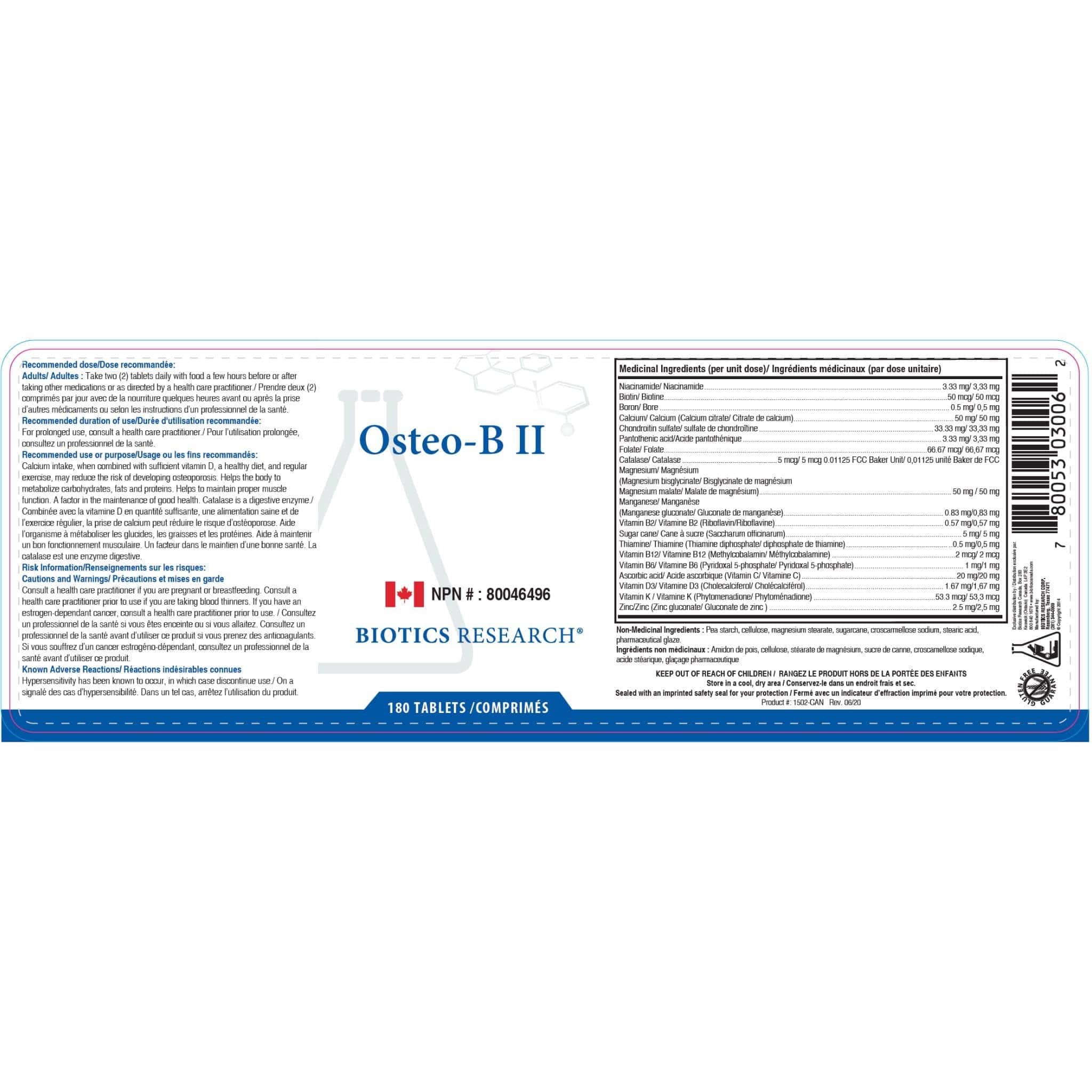 Biotics Research Osteo-B 11, Comprehensive Bone Support with 1:1 Calcium-Magnesium Ratio, Vitamins D, K, Boron & Antioxidants, 180 Tablets - Image 2