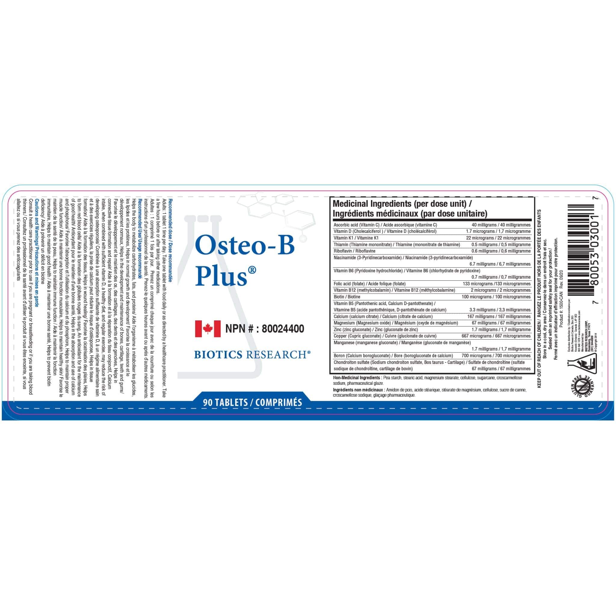 Biotics Research Osteo-B Plus with D, K, Boron, Osteo Support, 90-180 Tablets - Image 2