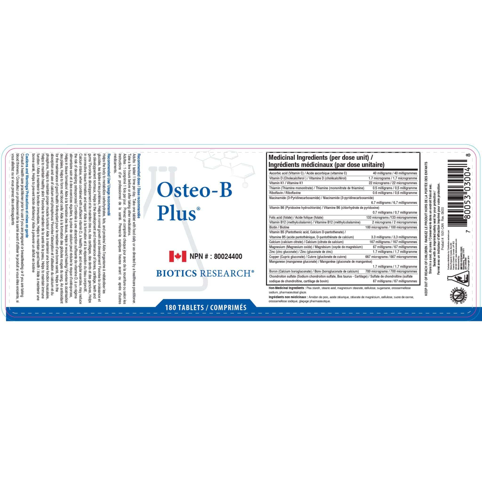 Biotics Research Osteo-B Plus with D, K, Boron, Osteo Support, 90-180 Tablets - Image 4