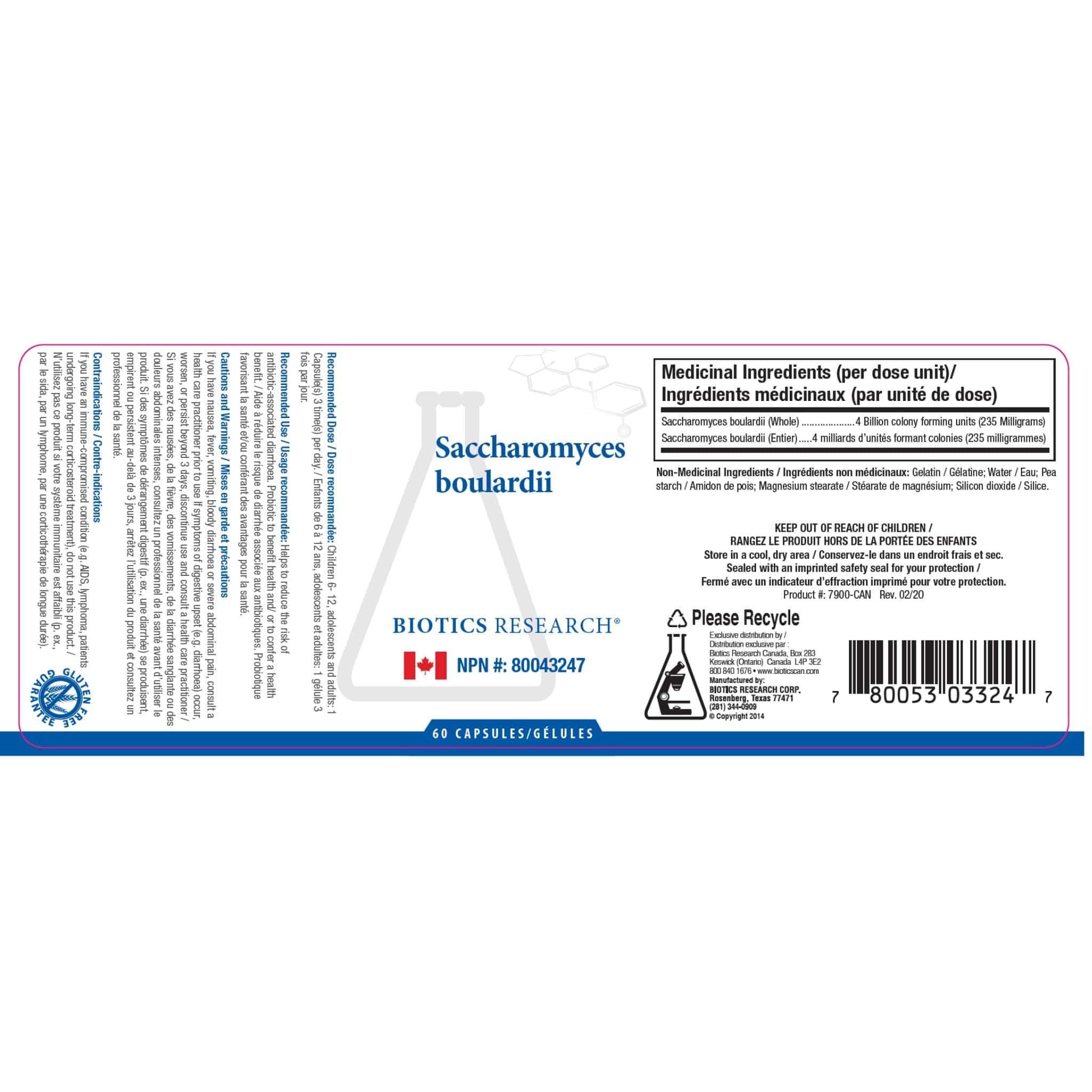 Biotics Research Saccharomyces Boulardii, Whole, 4 Billion Colony Forming Units, 60 Capsules - Image 2