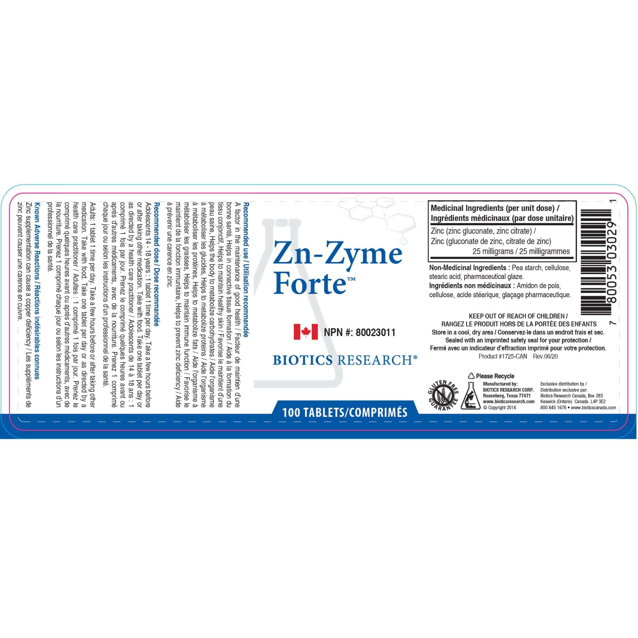 Biotics Research Zn-Zyme Forte, Zing 25mg for Immune & Healing Support, Skin Health and Hair Loss, 100 Tablets - Image 2
