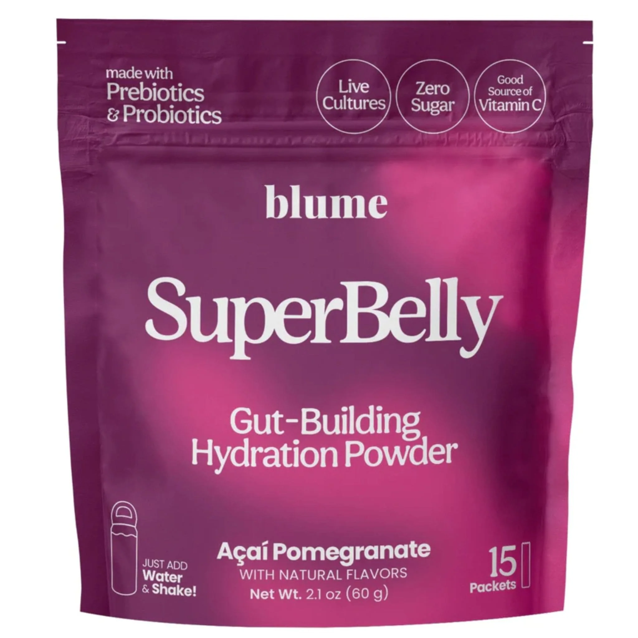 Blume SuperBelly Gut Building Hydration Powder with Prebiotics and Probiotics, 60g