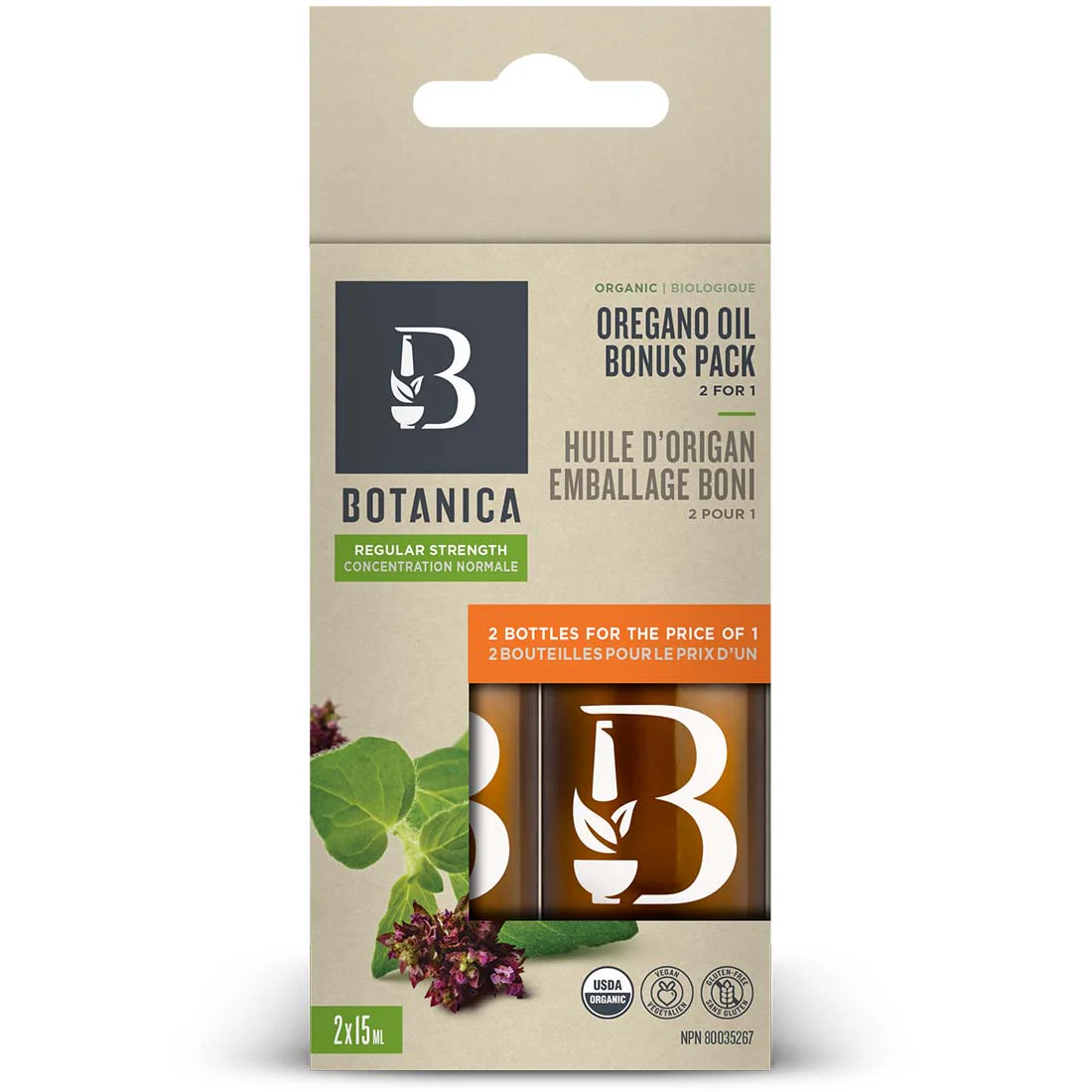 Botanica Organic Oregano Oil Drops, Regular Strength 1:3, 75-85% Carvacrol - Image 2