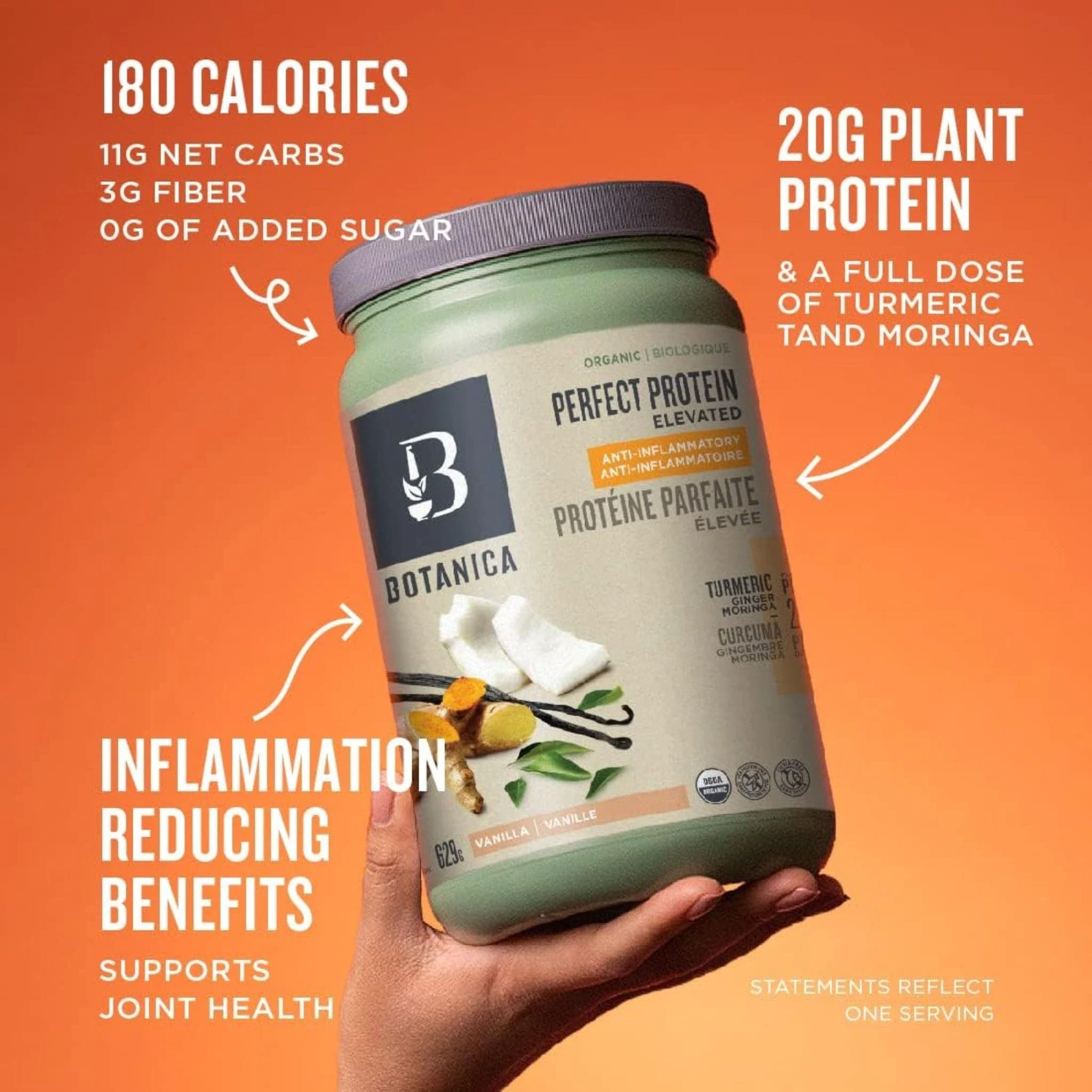 Botanica Perfect Protein Elevated Anti-Inflammatory Powder, Organic Sprouted Fermented Plant Protein, 629g - Image 3