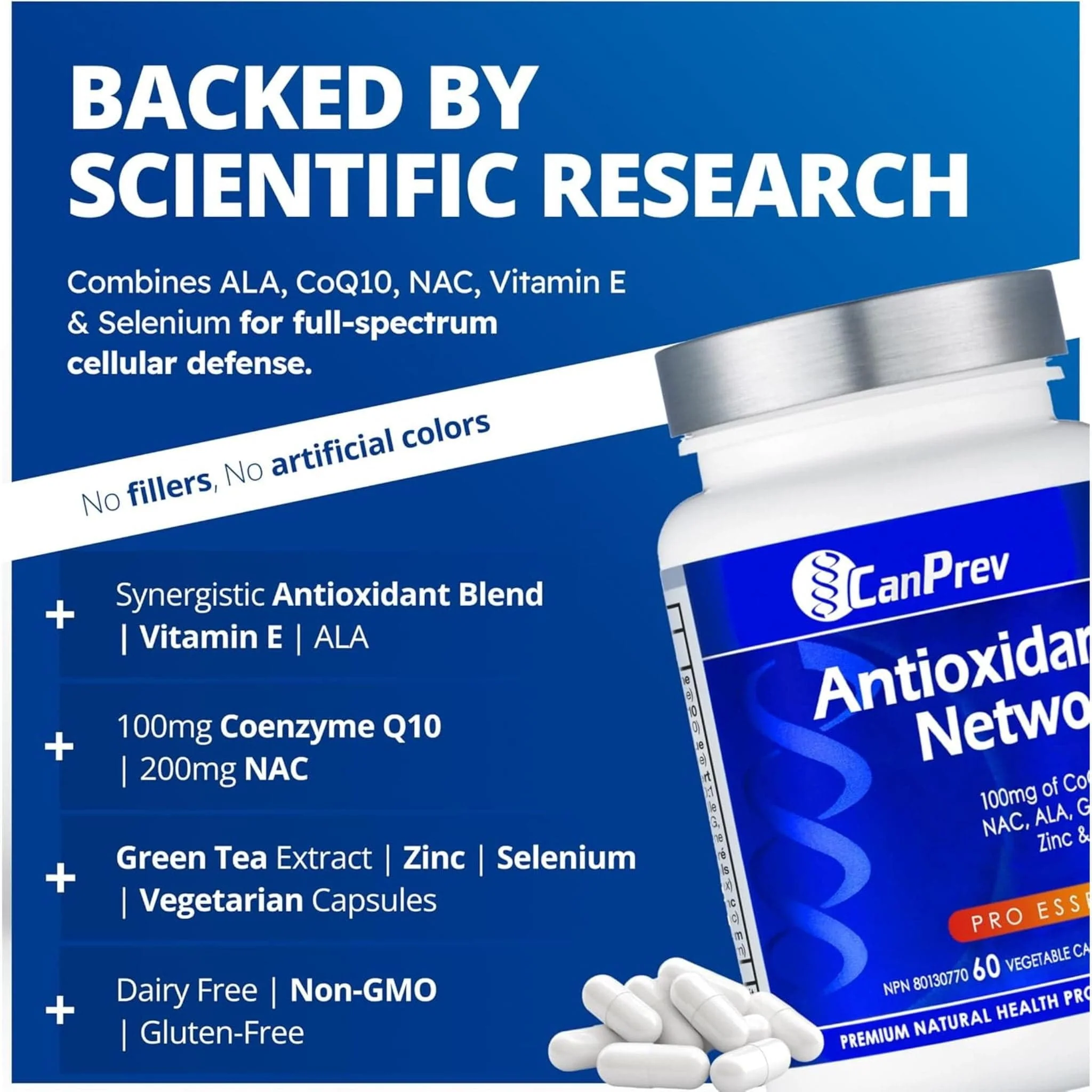 CanPrev Antioxidant Network, Antioxidant Formula, 60 Vegetable Capsules - Image 3