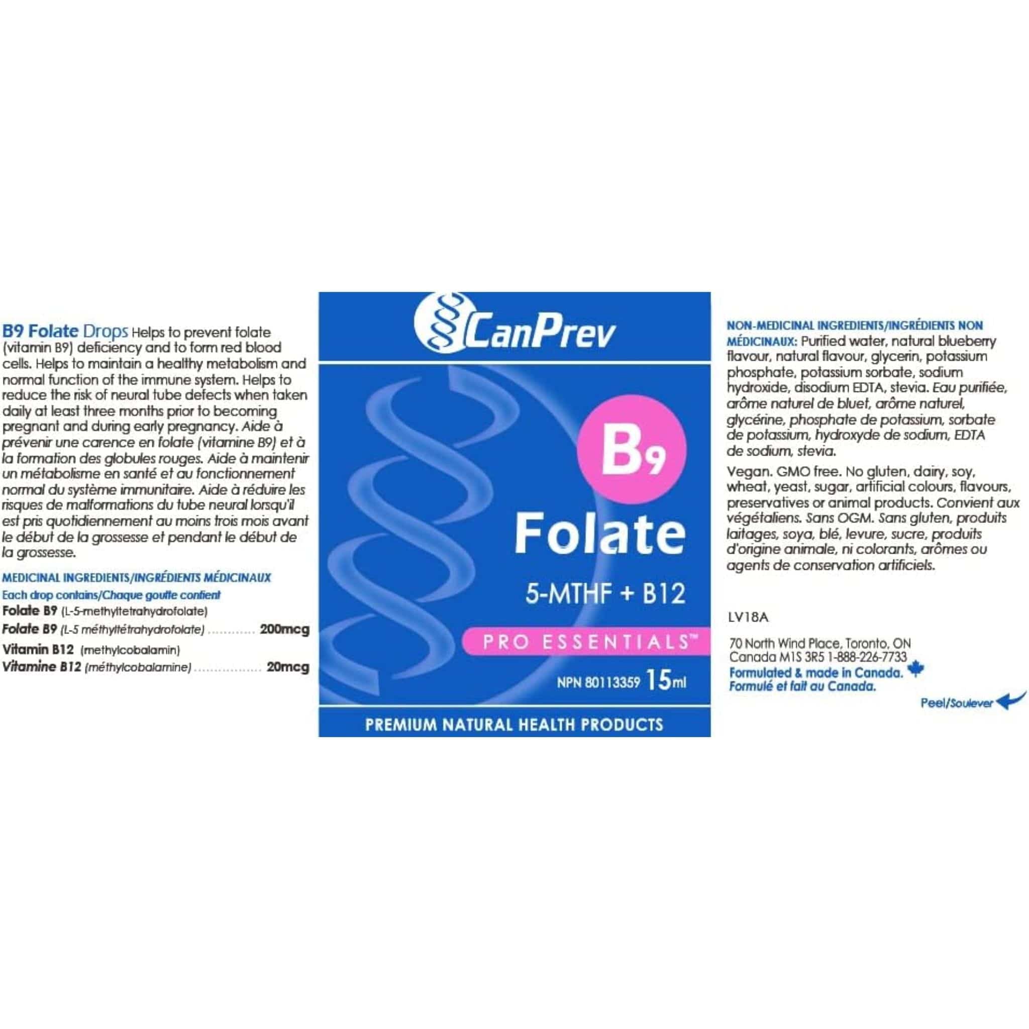 CanPrev B9 Folate 200mcg, 15ml - Image 3