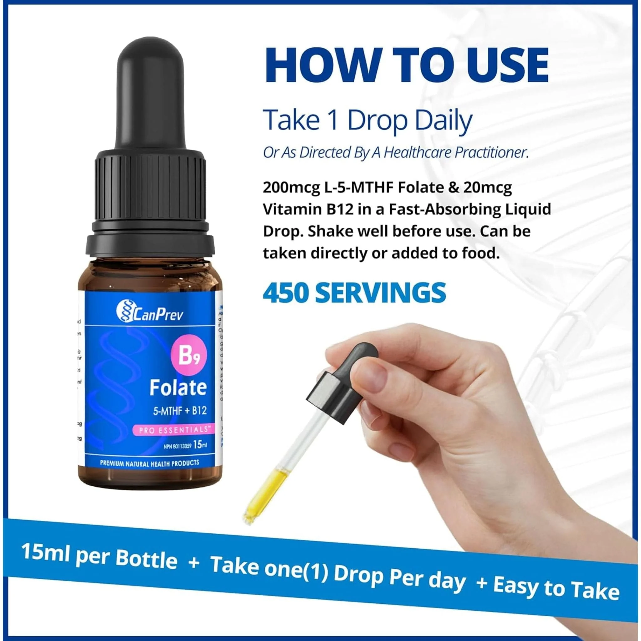 CanPrev B9 Folate 200mcg, 15ml - Image 7