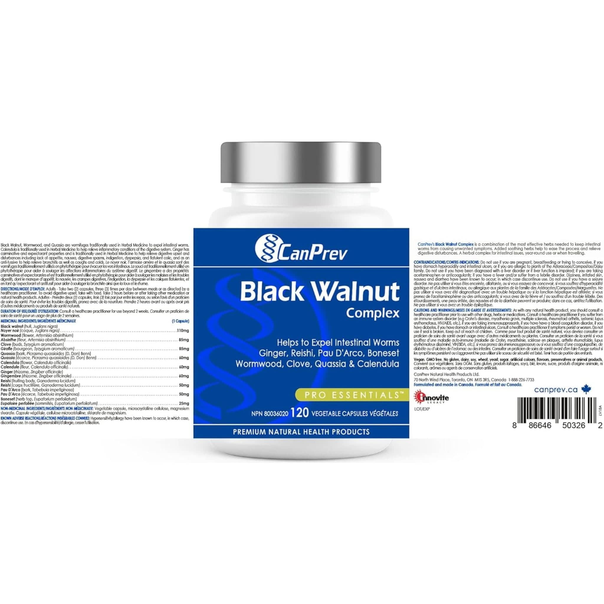 CanPrev Black Walnut Complex, Parasite Removal Formula, 120 Vegetable Capsules - Image 3