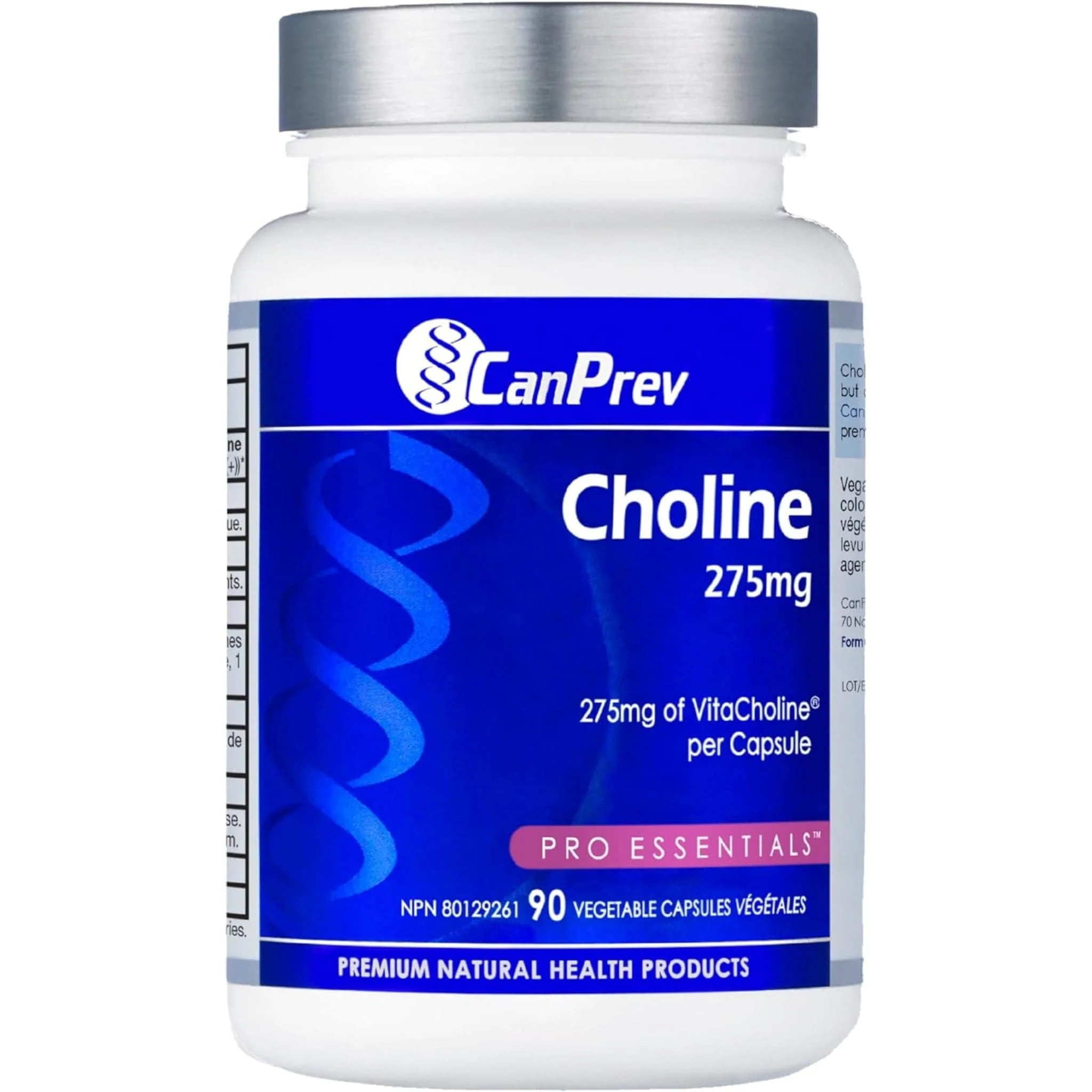CanPrev Choline 275mg, Helps to Support Liver Function, Brain and Cardiovascular Health, 90 Vegetable Capsules