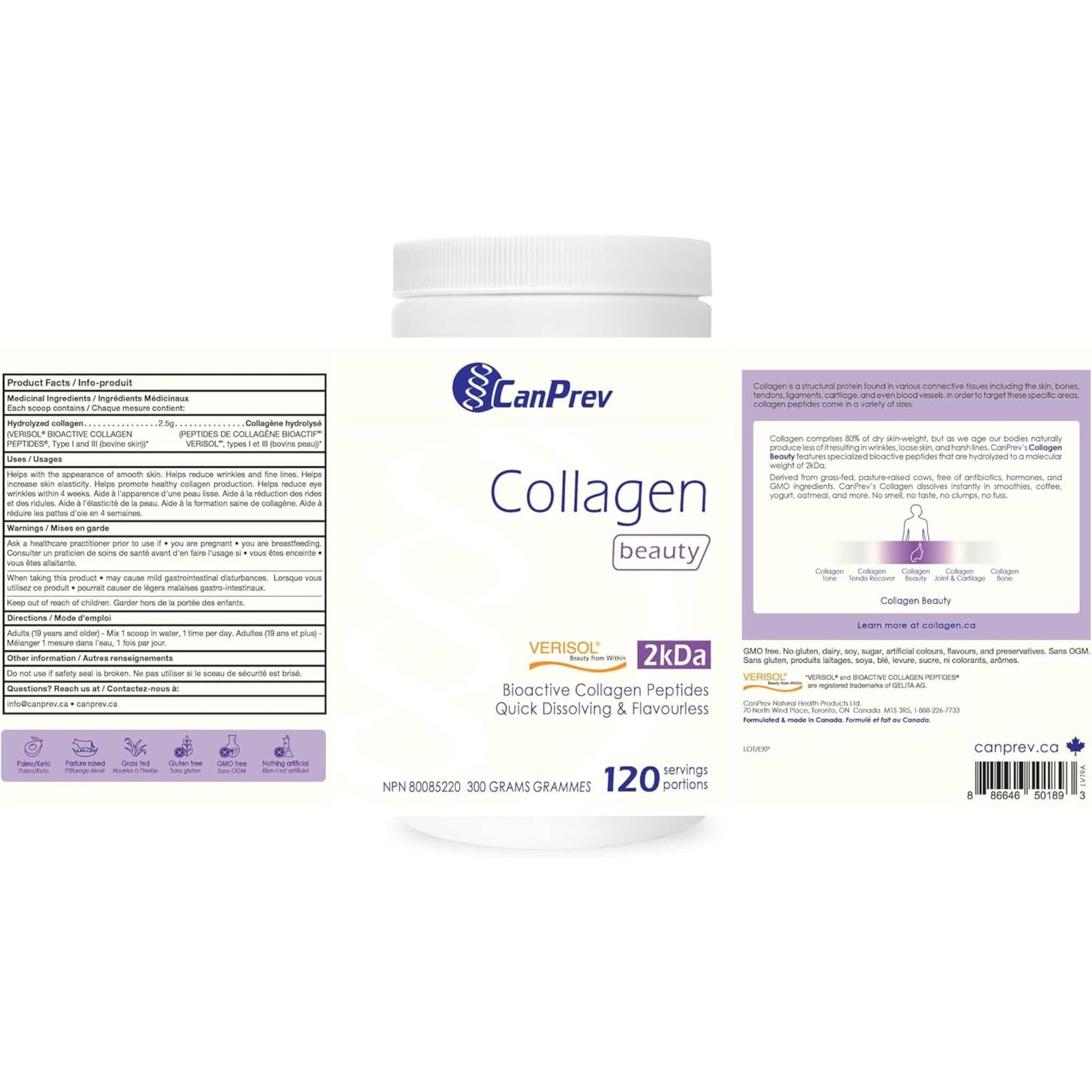 CanPrev Collagen Beauty Powder, Verisol Bioactive Collagen Peptides, Reduces wrinkles in 28 Days, 300g - Image 3
