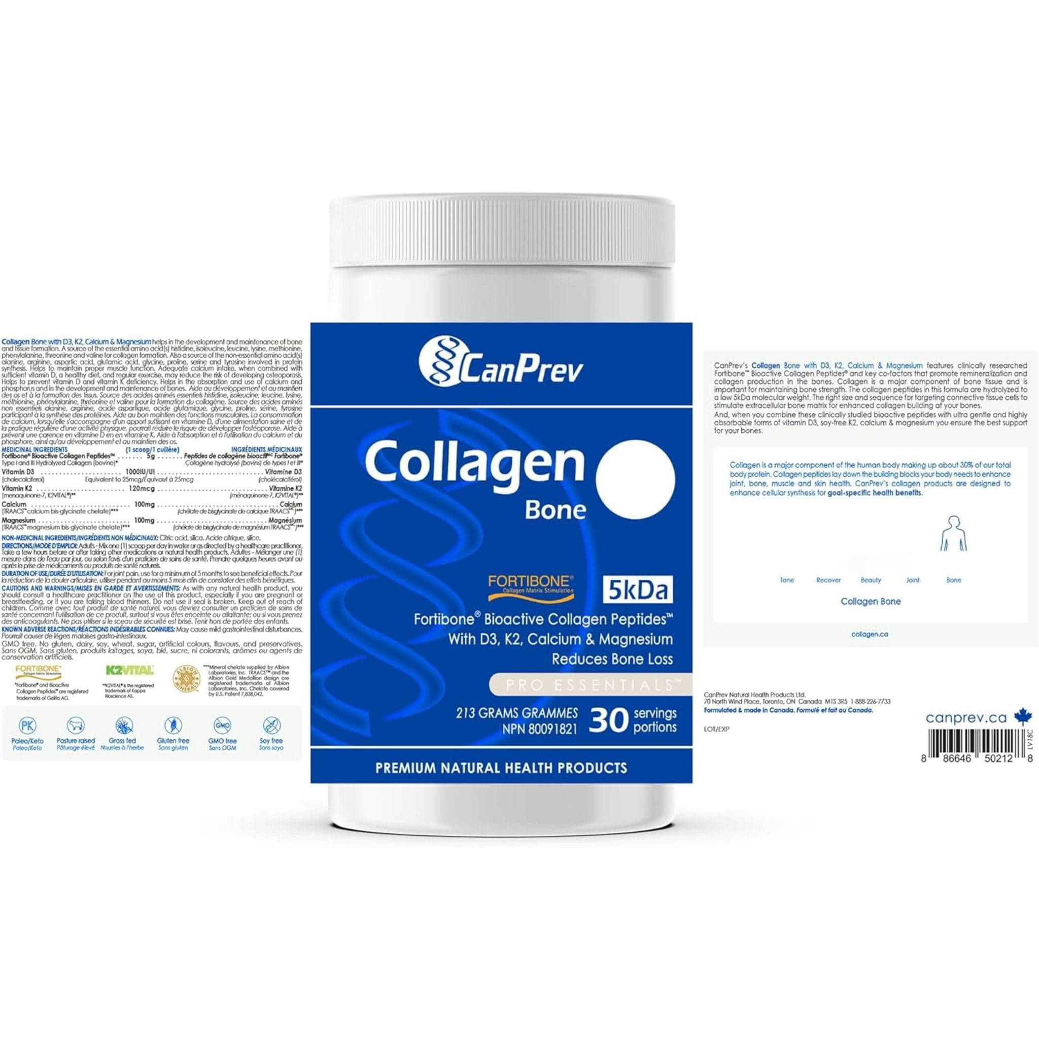 CanPrev Collagen Bone - Fortibone Powder, Collagen Powder Supplement, 30 Servings - Image 3