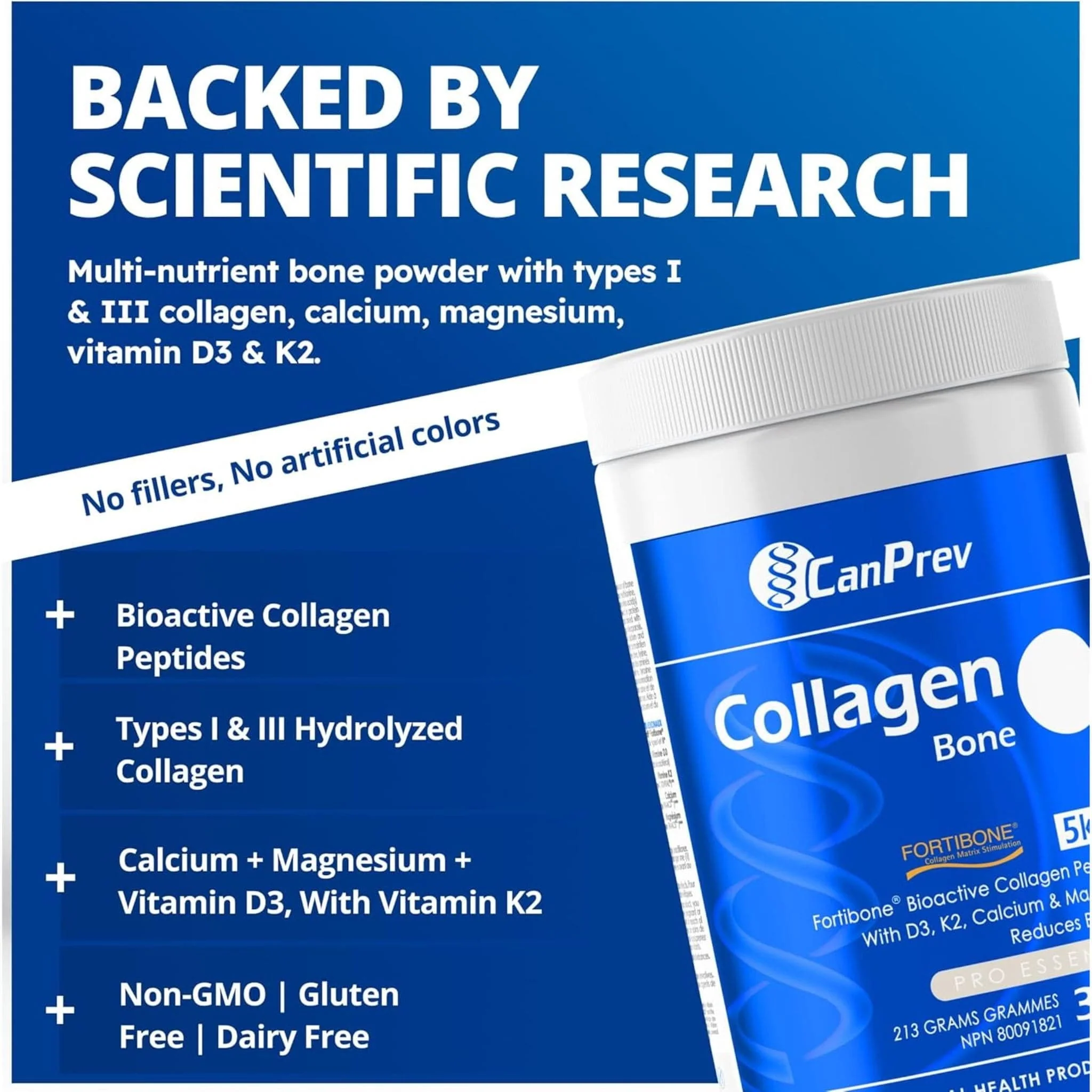 CanPrev Collagen Bone - Fortibone Powder, Collagen Powder Supplement, 30 Servings - Image 5