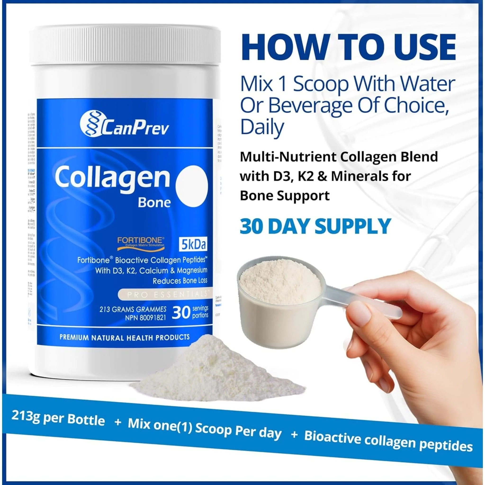 CanPrev Collagen Bone - Fortibone Powder, Collagen Powder Supplement, 30 Servings - Image 7
