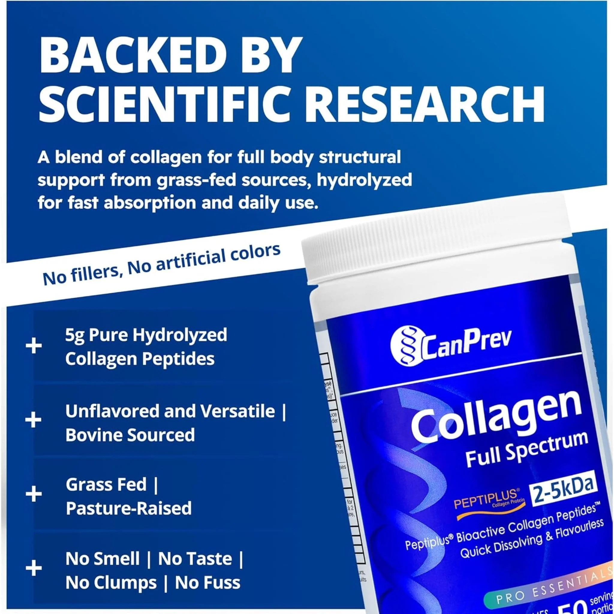 CanPrev Collagen Full Spectrum Peptiplus 100% Pure Hydrolyzed Powder, 250g - Image 4