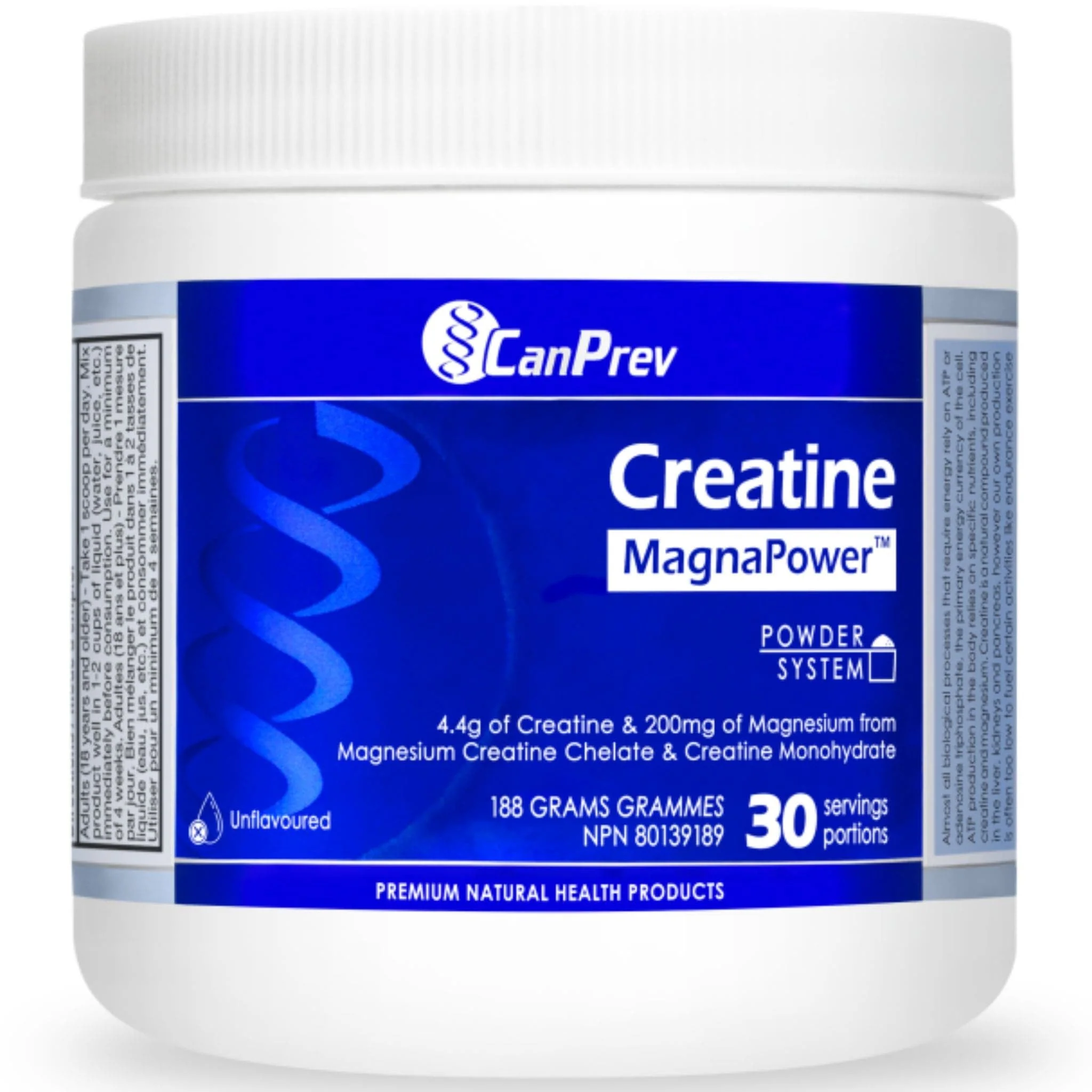 CanPrev Creatine MagnaPower Powder, Creatine and Magnesium for Strength, Energy and Muscle Performance, 30 Servings