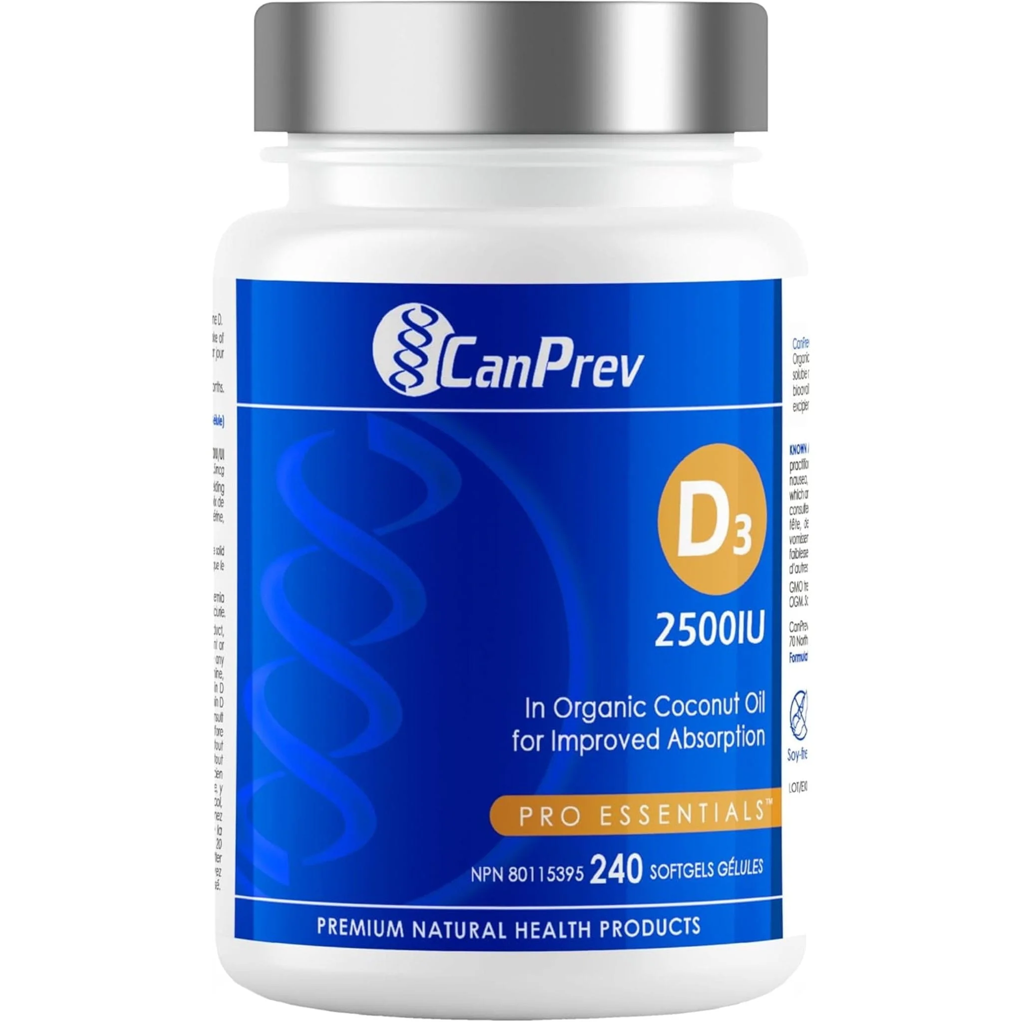 CanPrev Vitamin D3 2500IU Softgels in a MCT Oil Base - Image 11