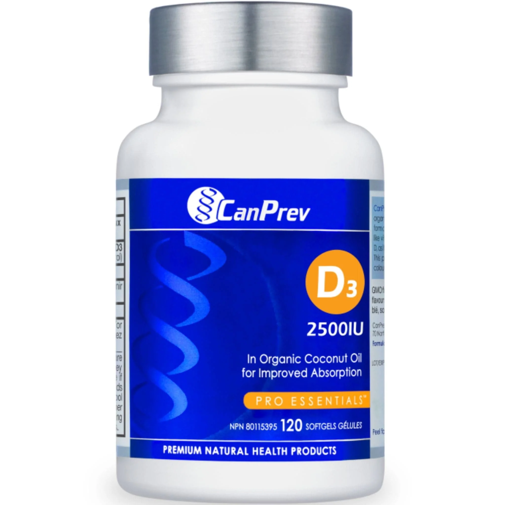 CanPrev Vitamin D3 2500IU Softgels in a MCT Oil Base - Image 2