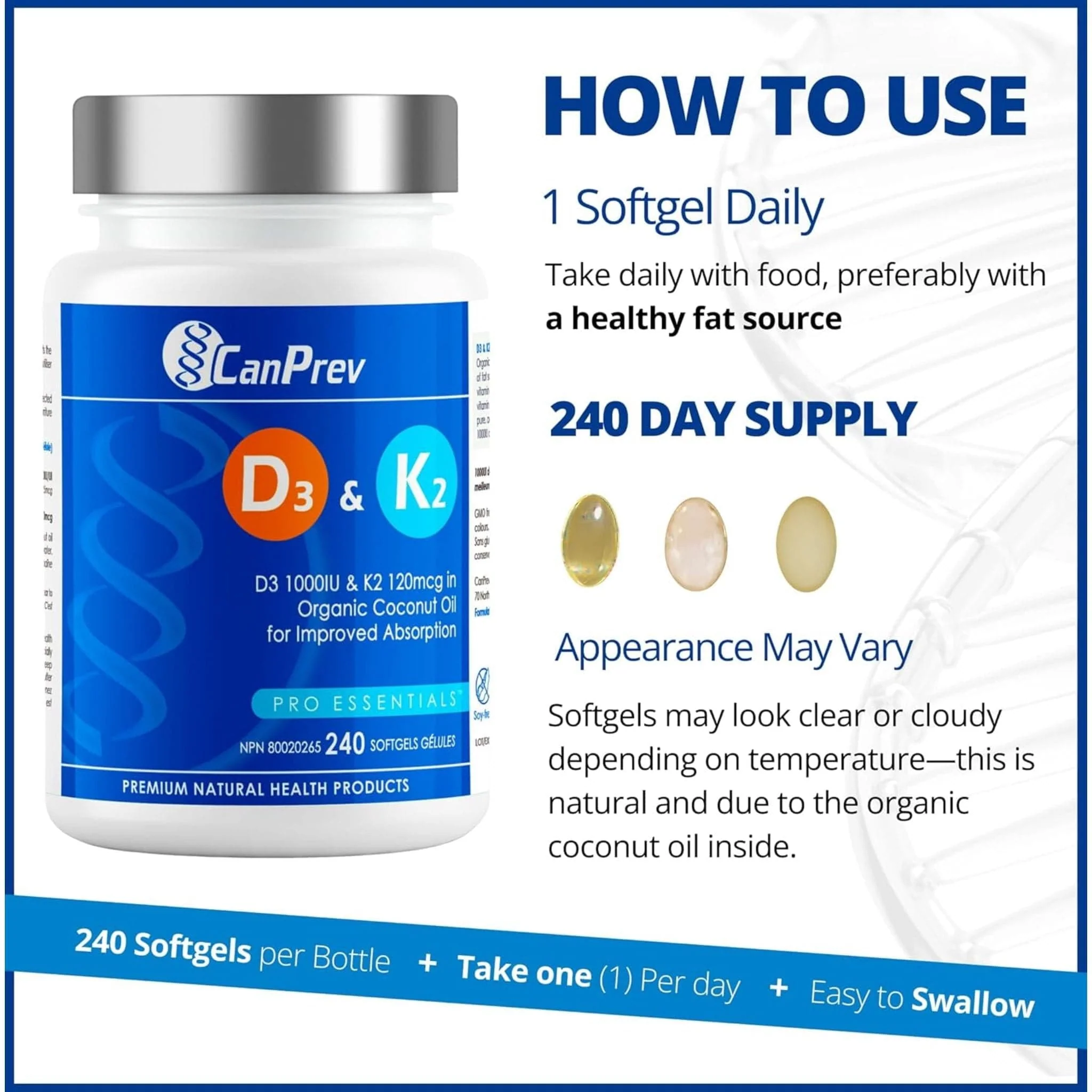 CanPrev D3 + K2 Softgels in Organic Coconut Oil - Image 26