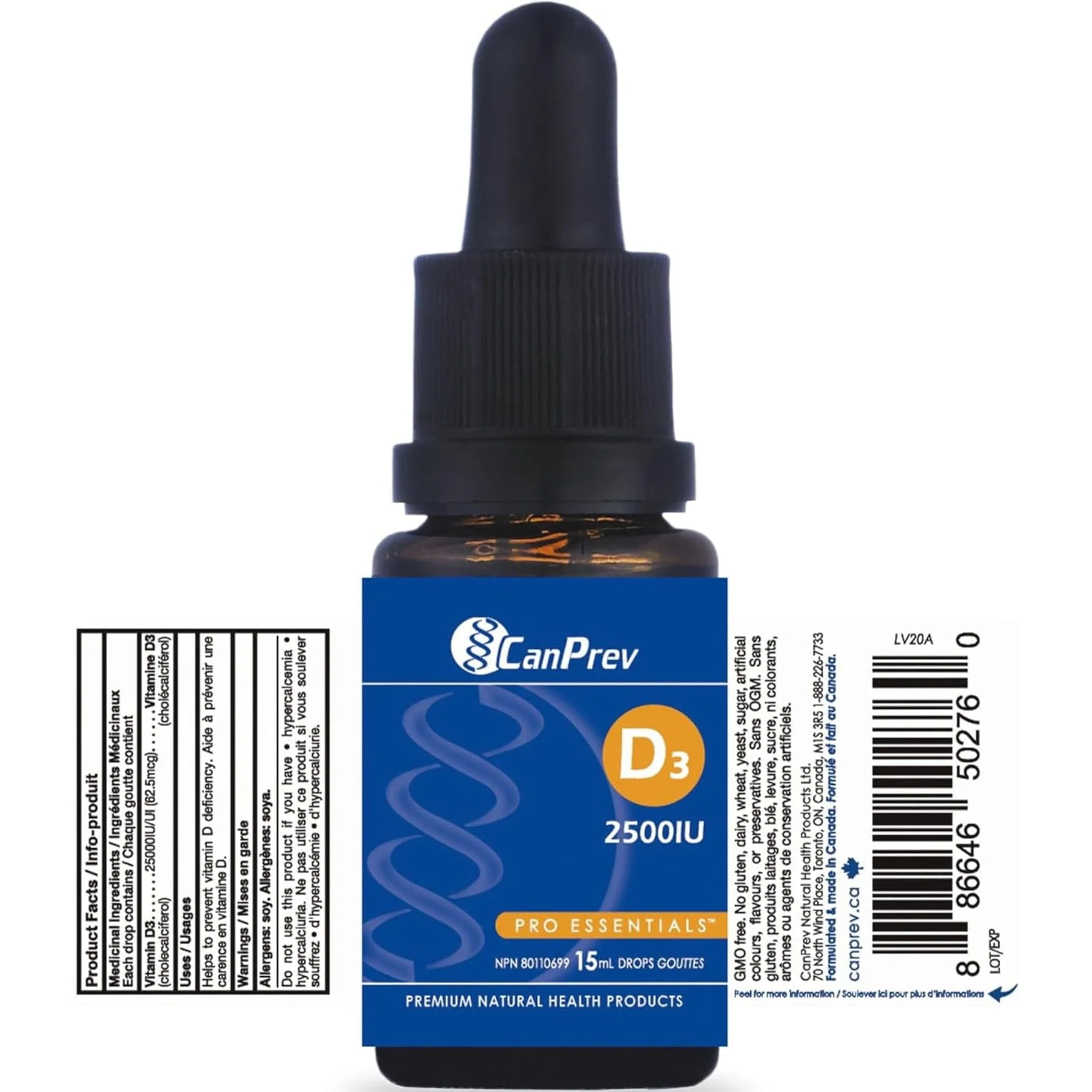 CanPrev D3 Drops 2500IU - MCT Base, 15ml - Image 3