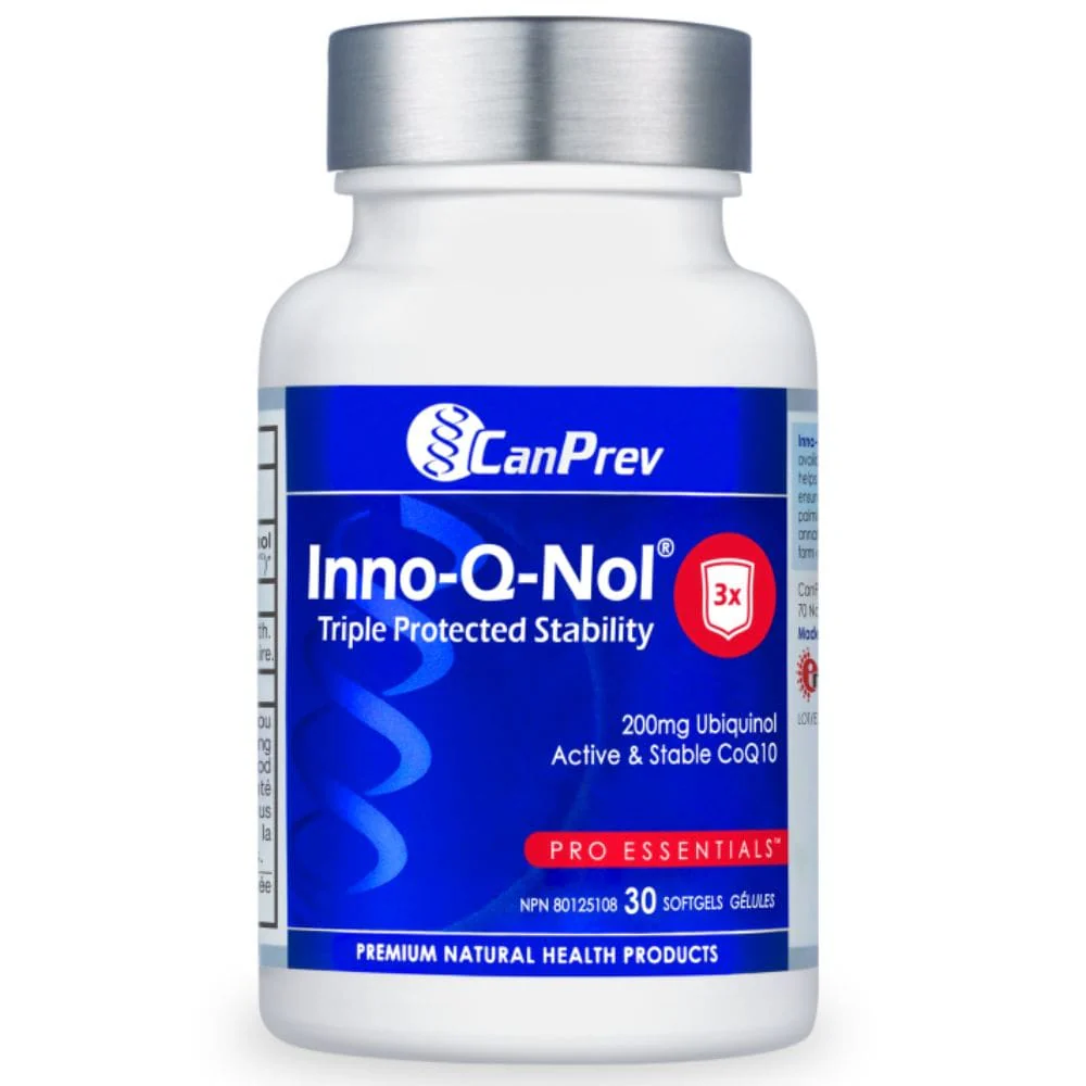 CanPrev Inno-Q-Nol 200mg, Bioactive Coenzyme Q10 200mg Ubiquinol, Triple Protected Stability, 30-60 Softgels