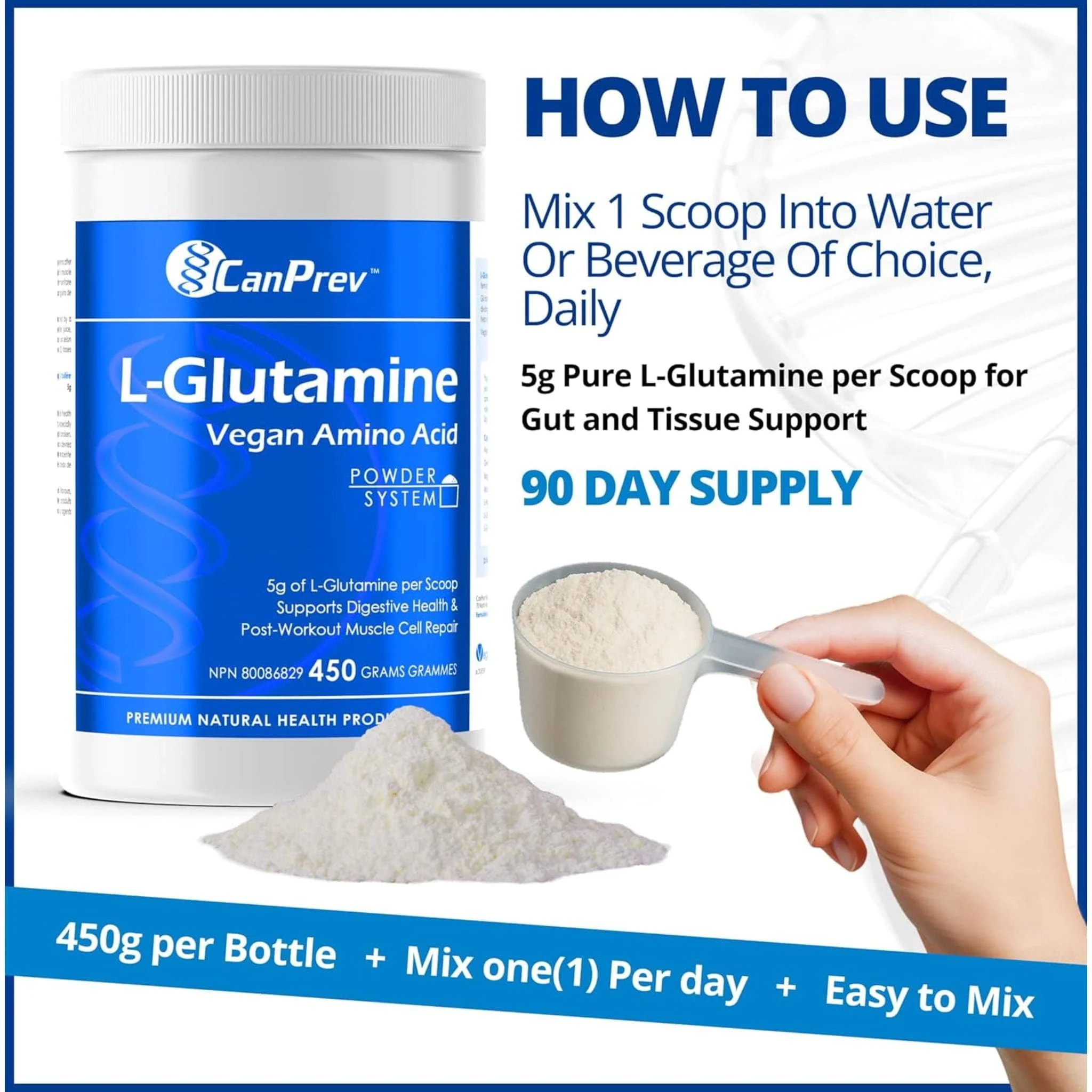 CanPrev L-Glutamine Powder (Vegan & Fermented), 450g - Image 7