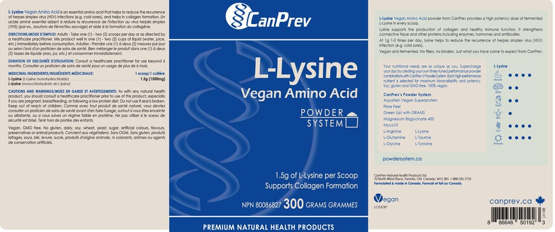 CanPrev L-Lysine Powder, 300g - Image 2
