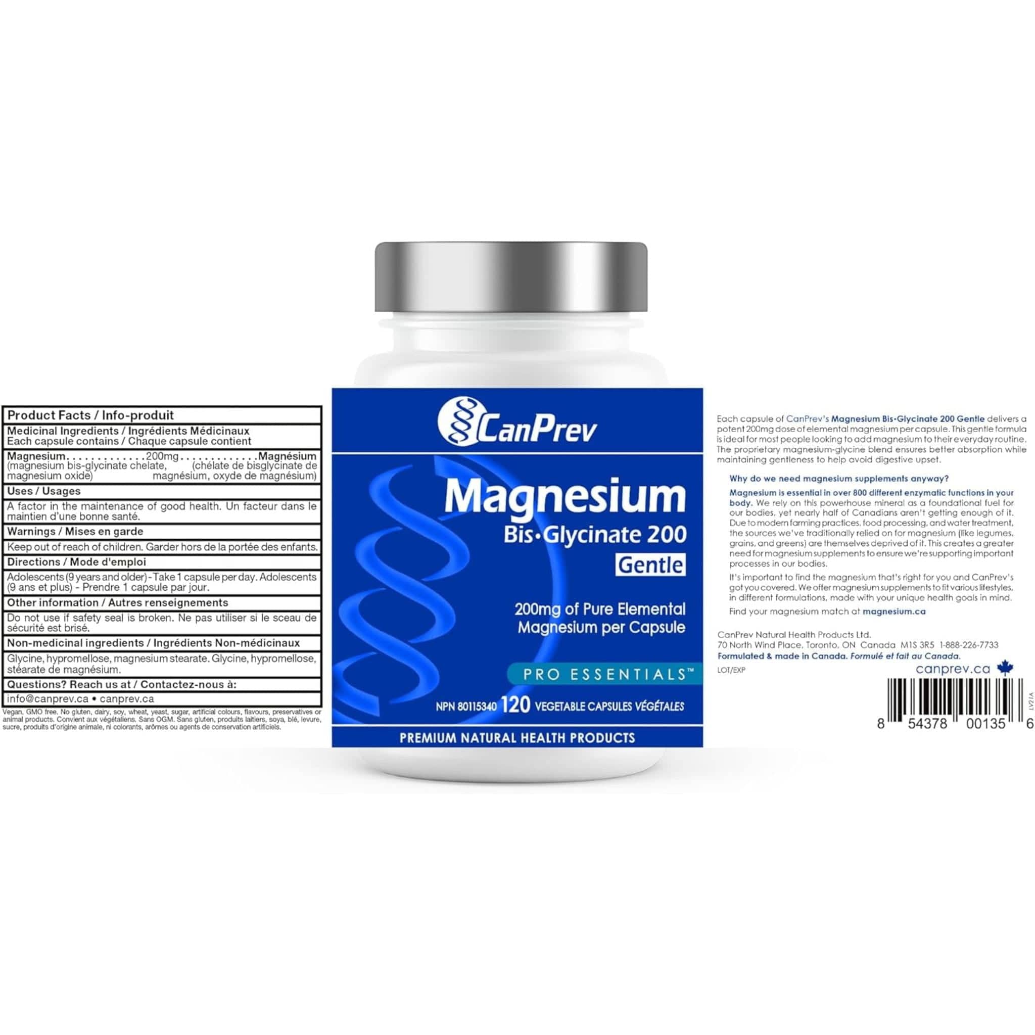 CanPrev Magnesium Bisglycinate 200 Gentle, Highly Absorbable Magnesium 200mg Capsules - Image 11
