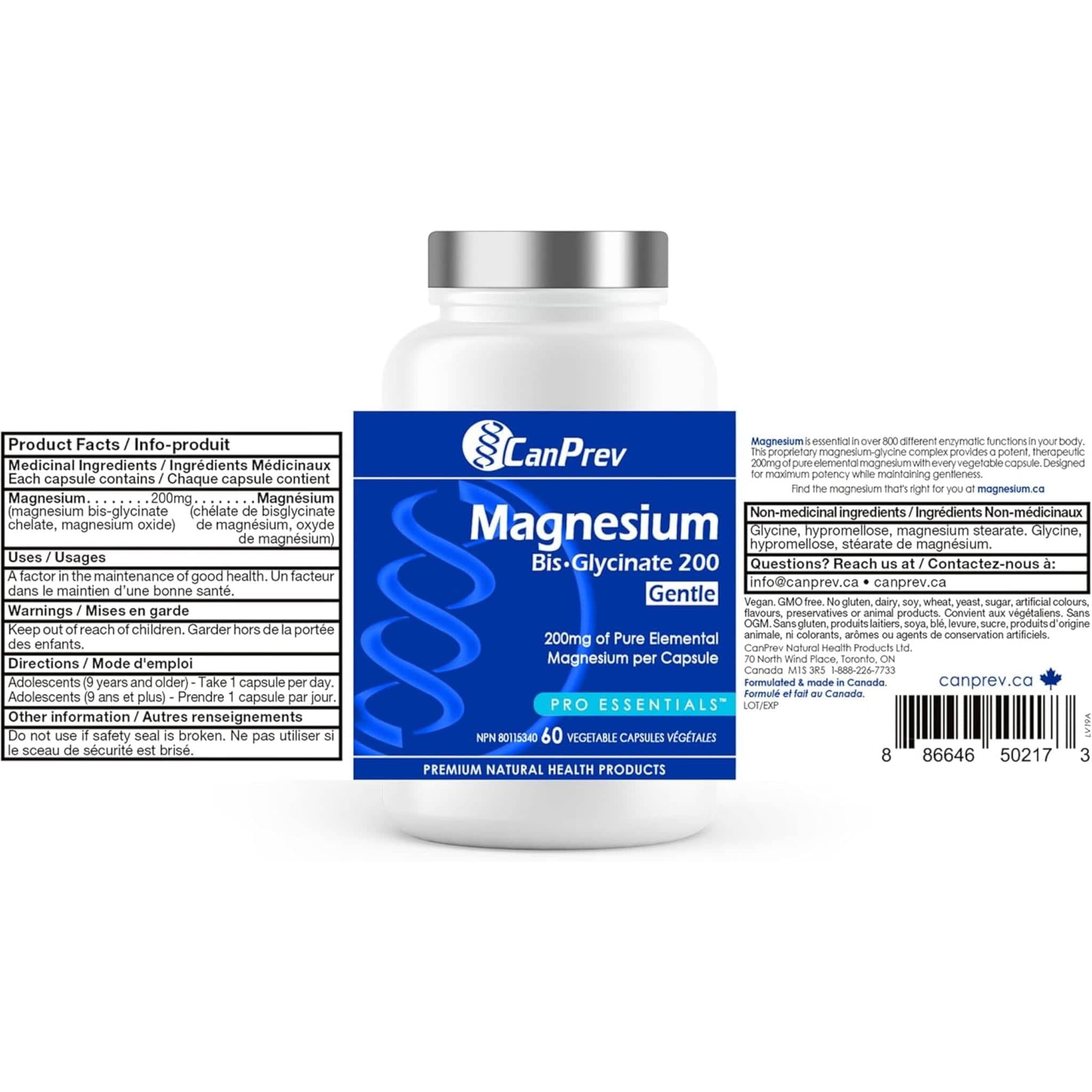 CanPrev Magnesium Bisglycinate 200 Gentle, Highly Absorbable Magnesium 200mg Capsules - Image 31