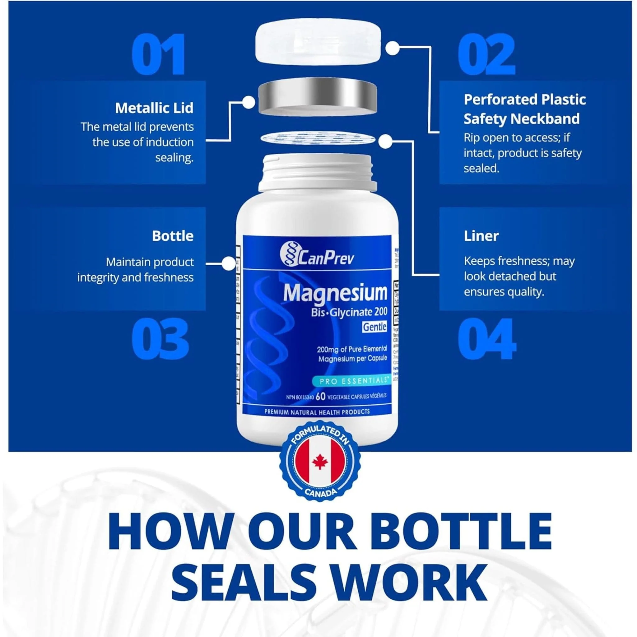 CanPrev Magnesium Bisglycinate 200 Gentle, Highly Absorbable Magnesium 200mg Capsules - Image 9
