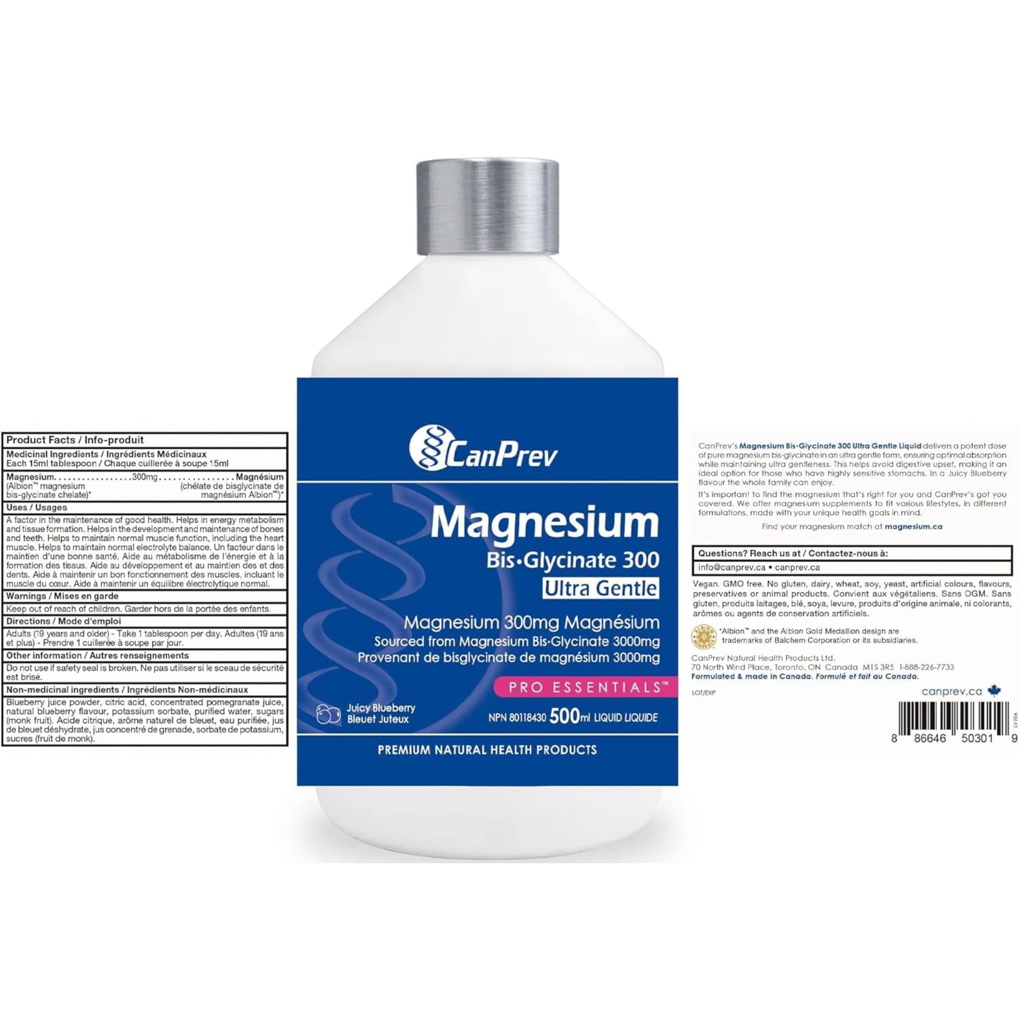CanPrev Magnesium Bis-Glycinate 300, Ultra Gentle Liquid, 500ml - Image 12