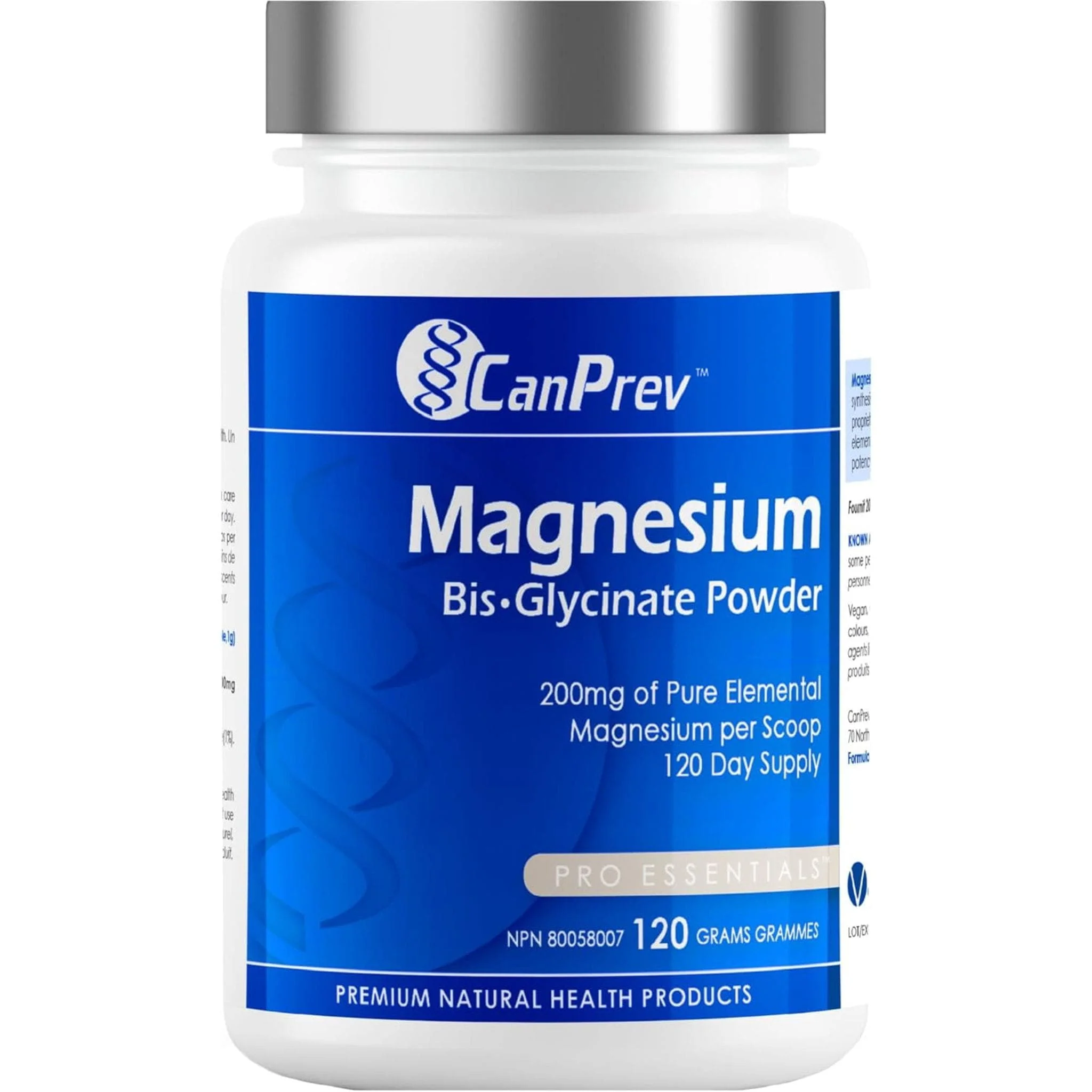 CanPrev Magnesium Bis-Glycinate Powder (200mg per scoop), 120g