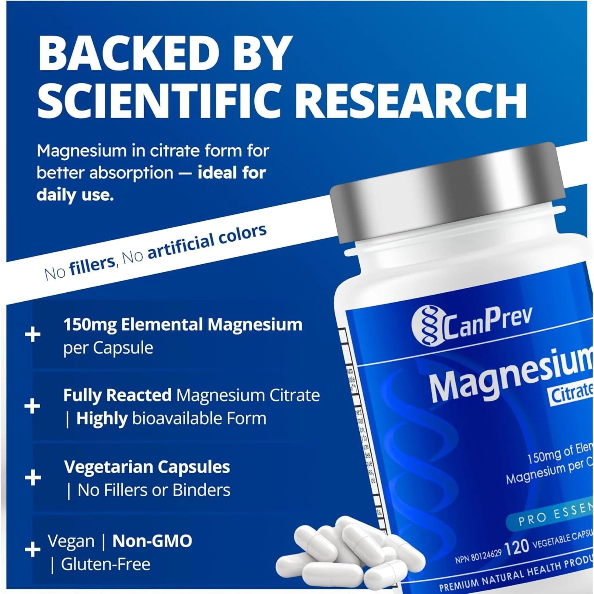 CanPrev Magnesium Citrate 150mg, 120 Vegetable Capsules - Image 5