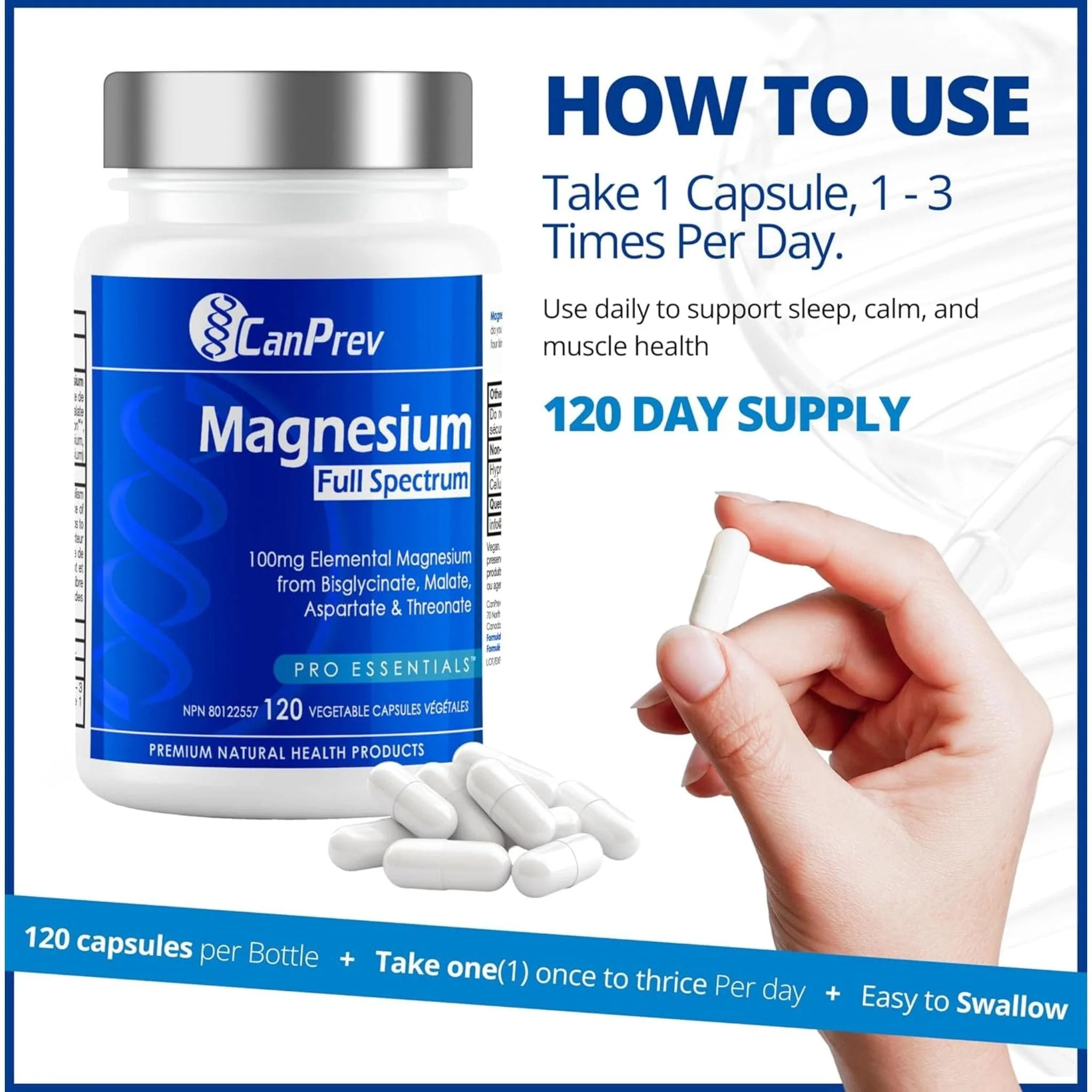 CanPrev Magnesium Full Spectrum, 120 Vegetable Capsules - Image 6
