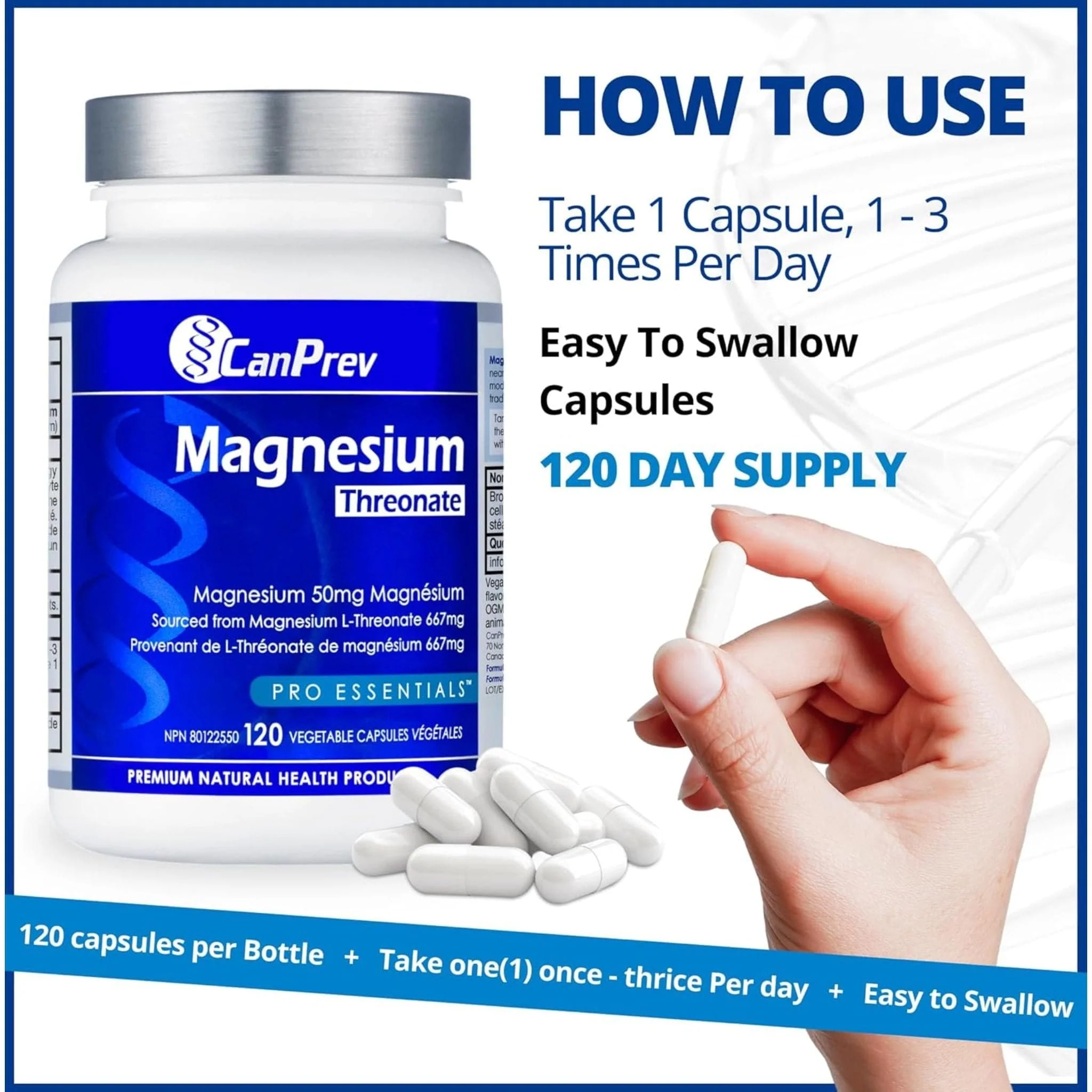 CanPrev Magnesium Threonate, 120 Vegetable Capsules - Image 6