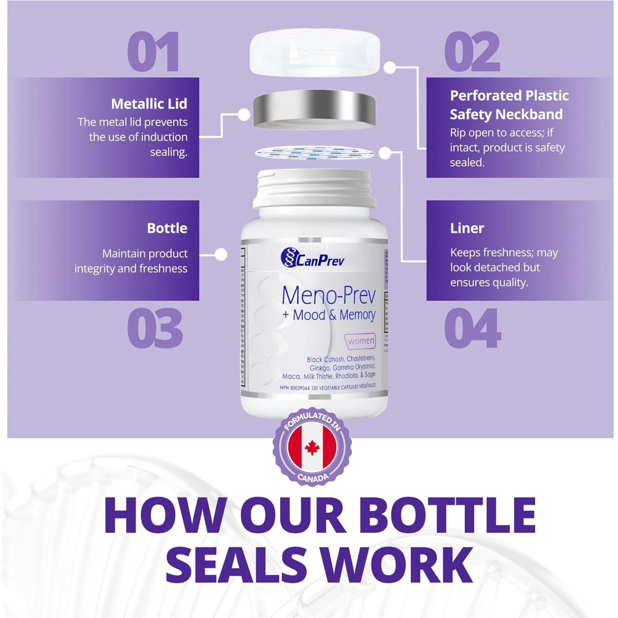 CanPrev Meno-Prev + Mood & Memory for Women, Menopause Support, 120 Vegicaps - Image 11