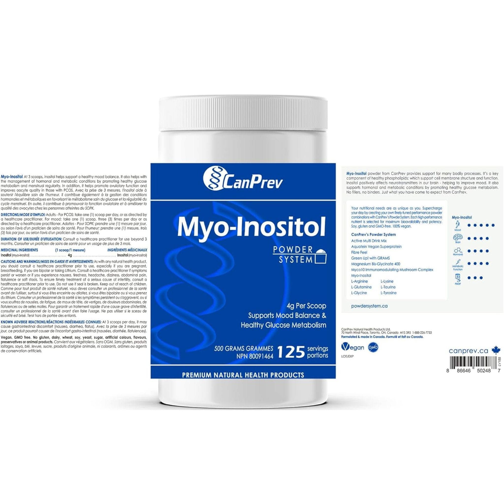 CanPrev Myo-Inositol Powder, Non-GMO, 500g - Image 3