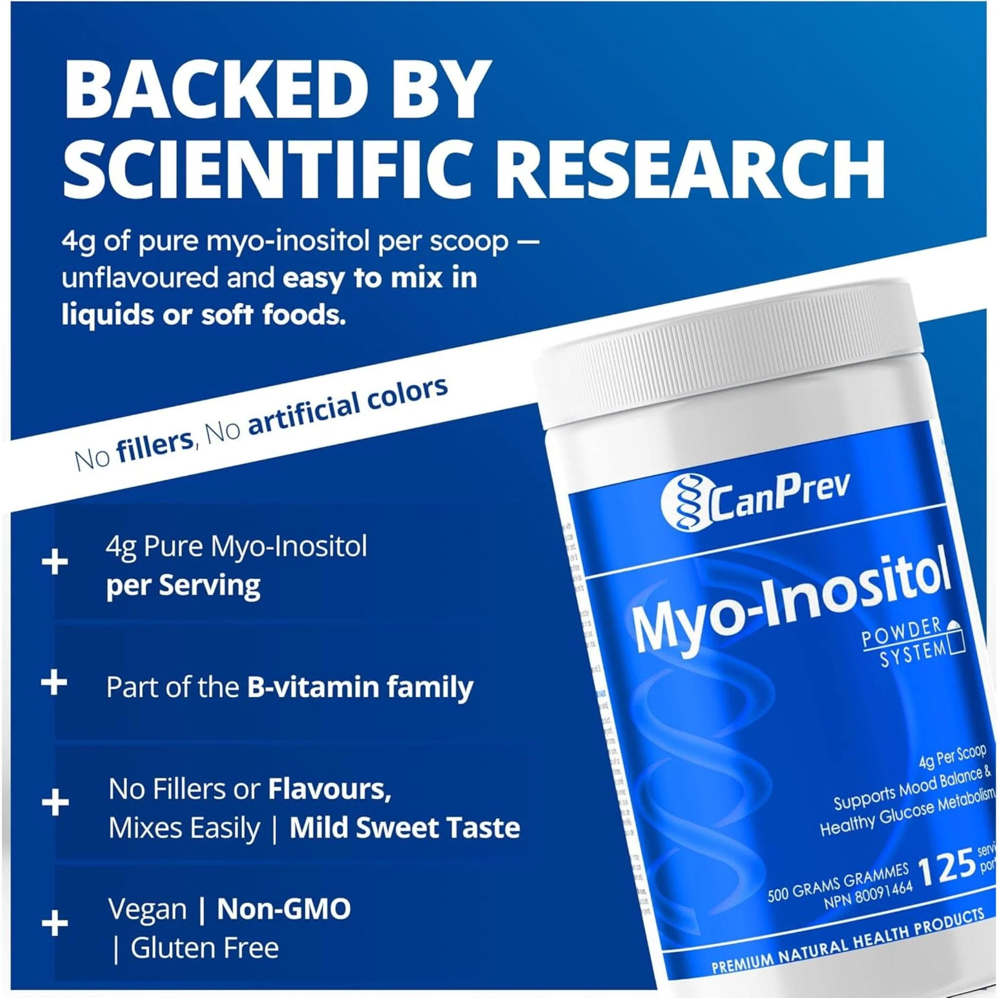 CanPrev Myo-Inositol Powder, Non-GMO, 500g - Image 5