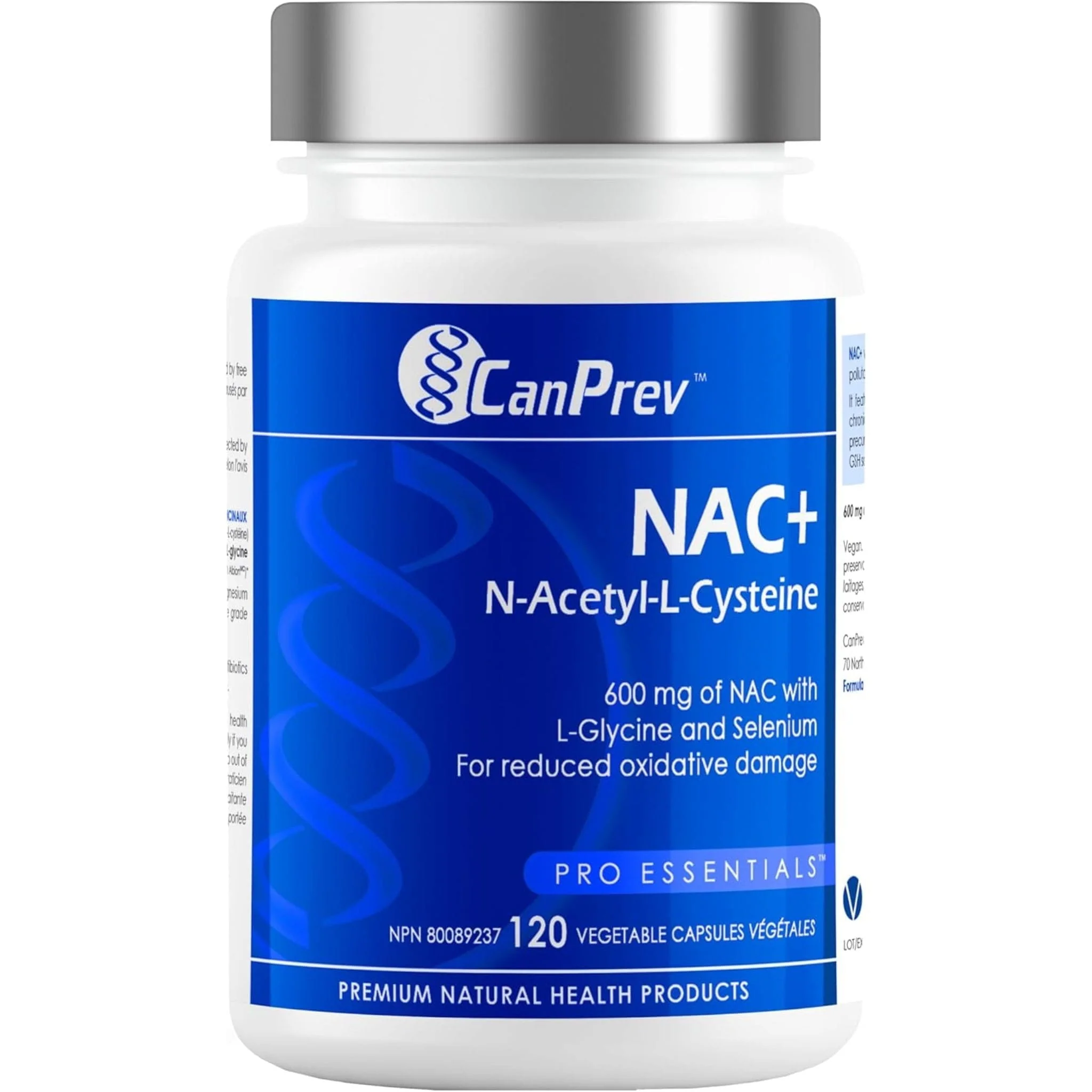 CanPrev NAC 600mg N-Acetyl-L-Cysteine with Glycine and Selenium, 120 Capsules