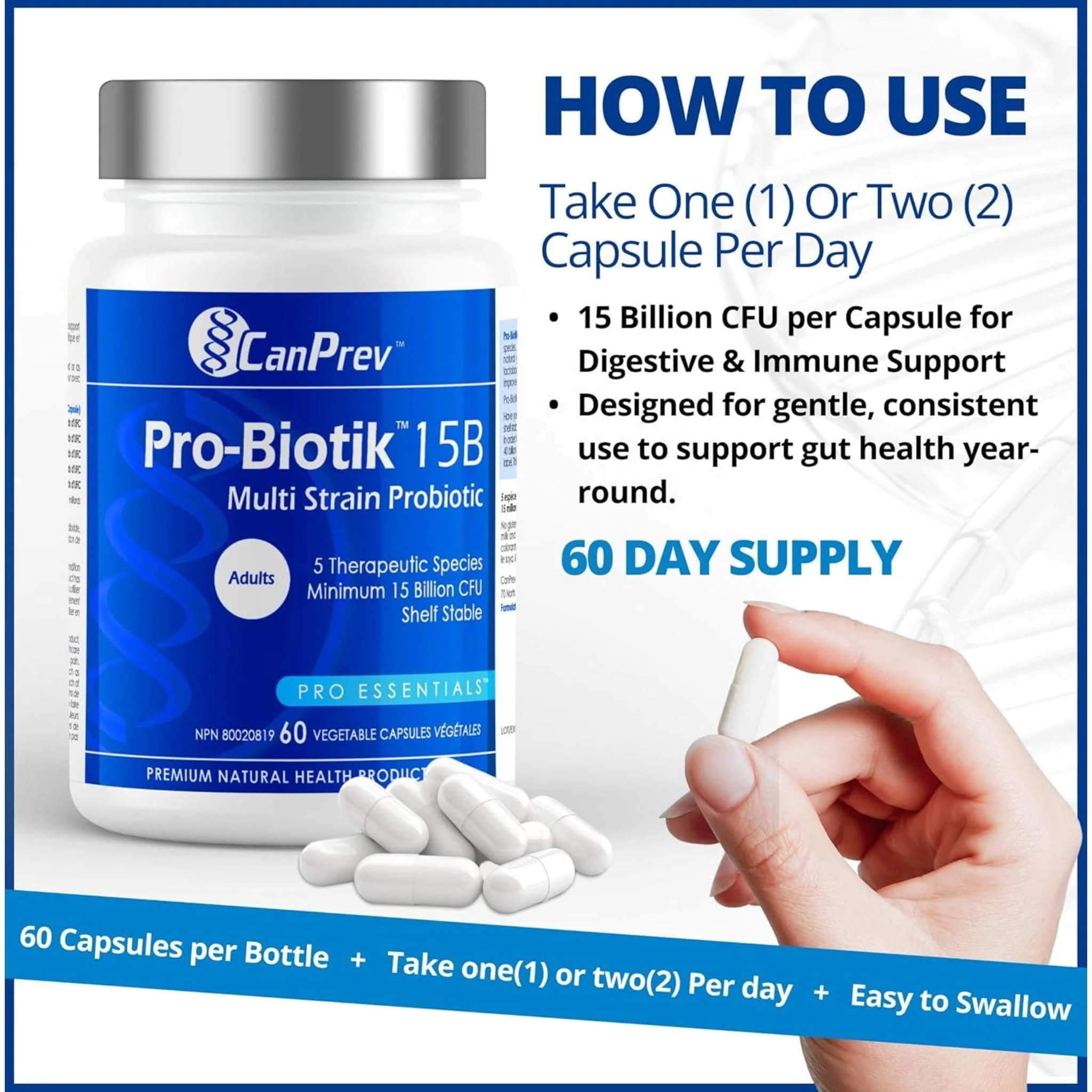 CanPrev Pro-Biotik 15B, 60 Vegicaps - Image 7