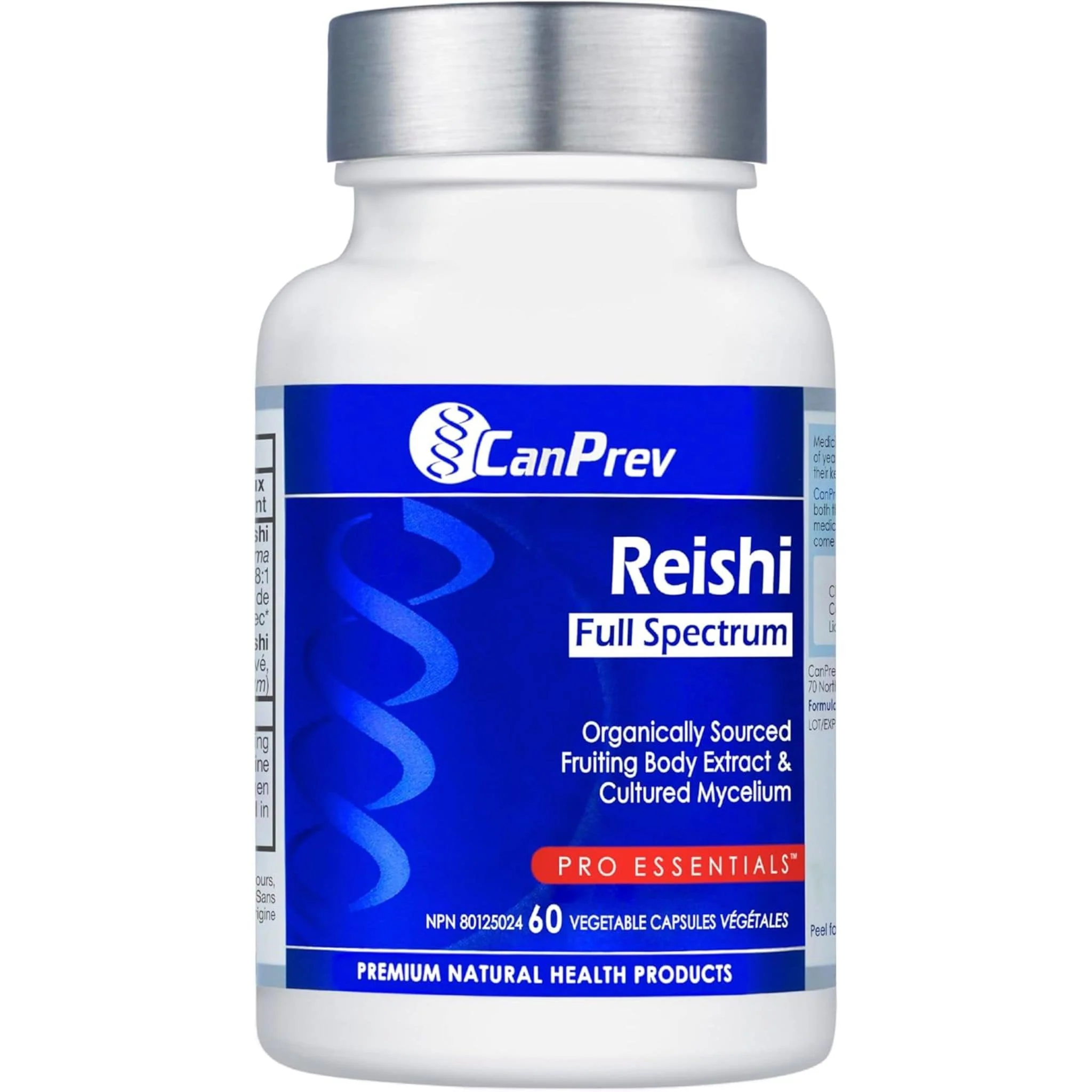 CanPrev Reishi Full Spectrum, 100% Organic Reishi Mushroom for Immune, Stress and Adrenal Support, 60 Vegetable Capsules