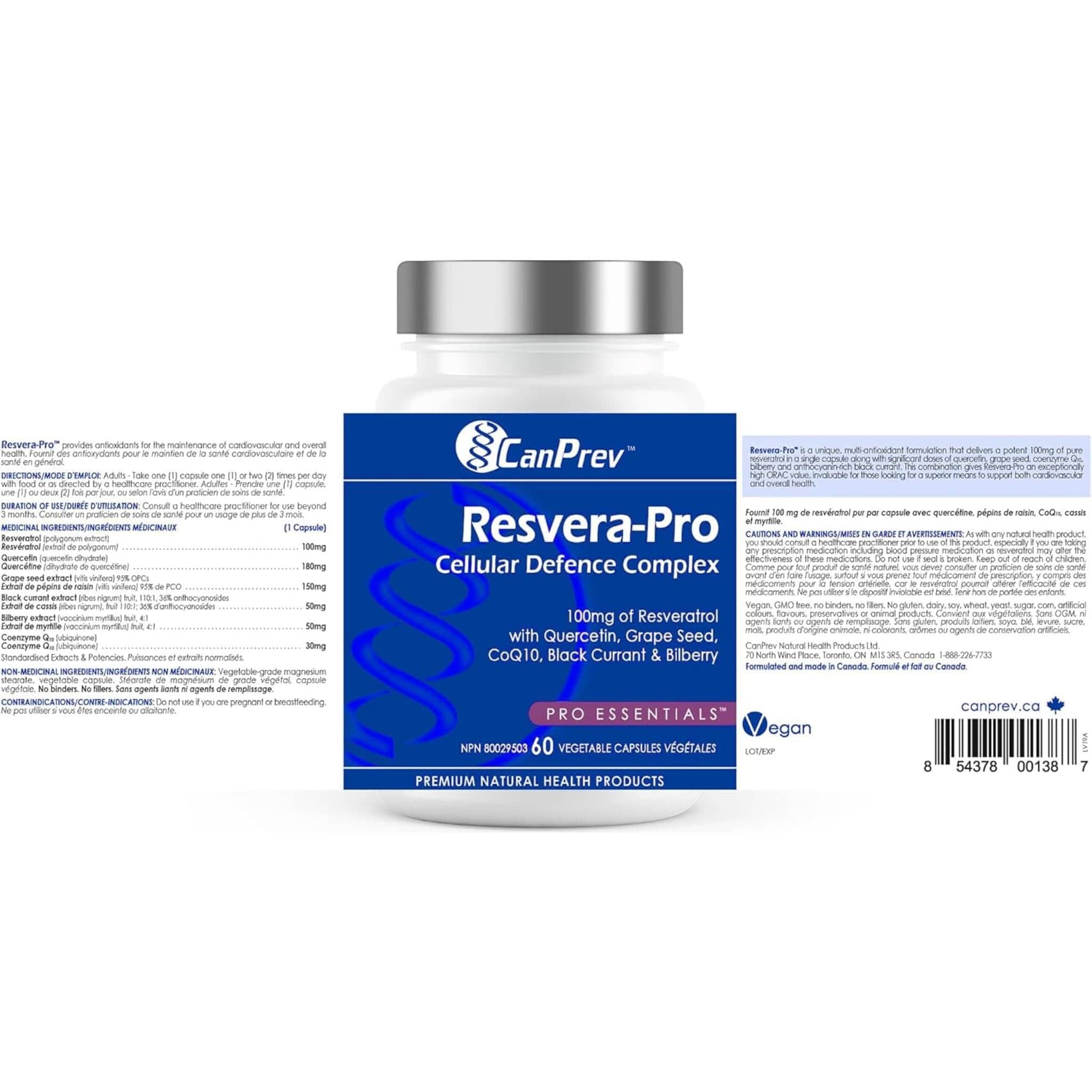 CanPrev Resvera-Pro Resveratrol Complex, 60 Vegetable Capsules - Image 3
