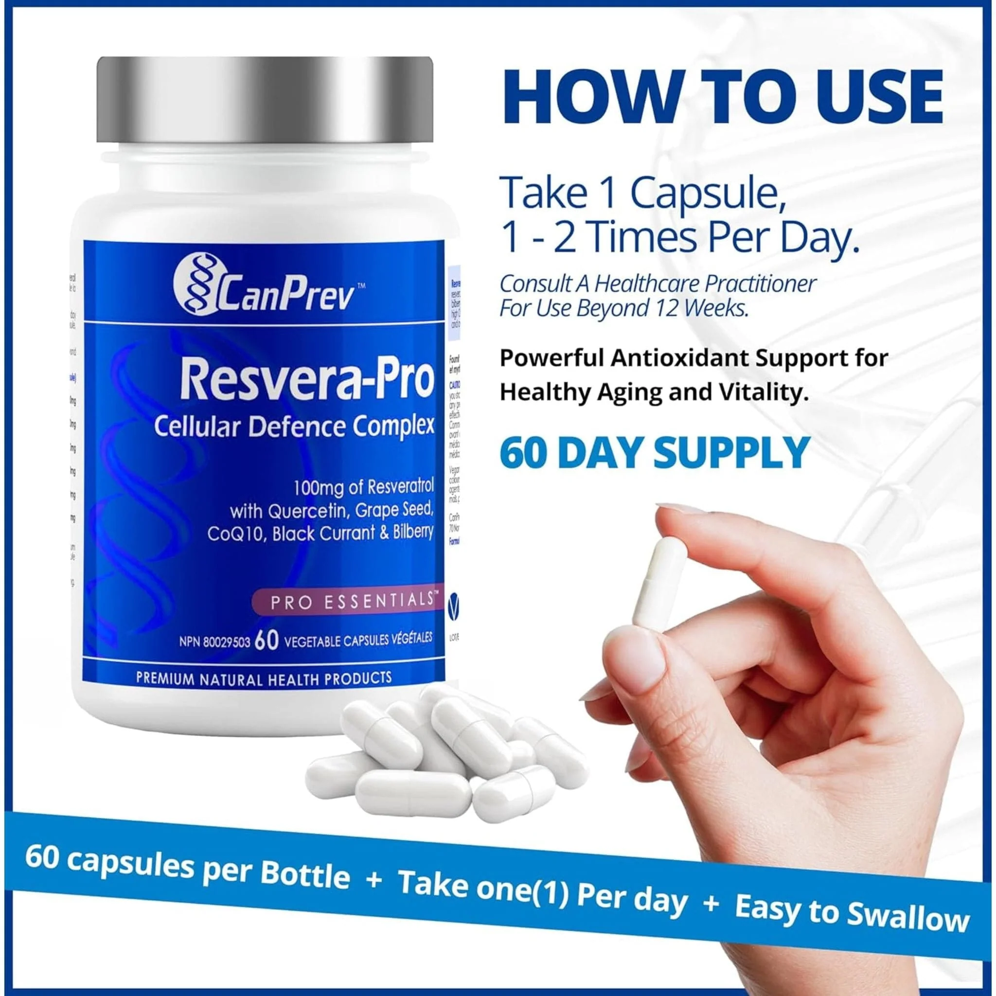 CanPrev Resvera-Pro Resveratrol Complex, 60 Vegetable Capsules - Image 7
