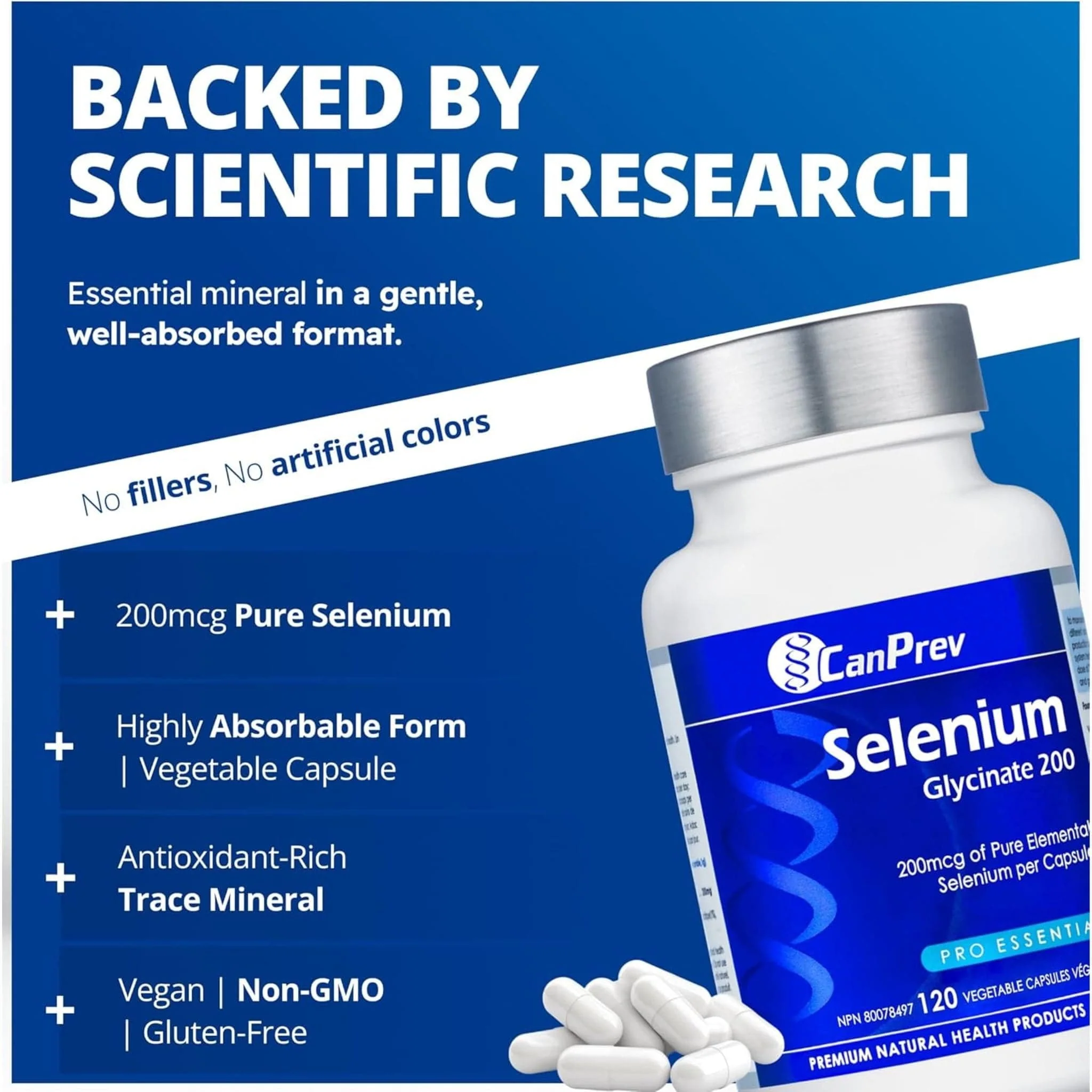 CanPrev Selenium Glycinate 200, 120 Vegetable Capsules - Image 5